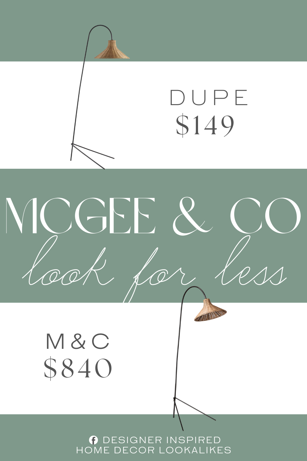 McGee & Co Johanson Woven Floor Lamp Dupe. Material Details: Body: Iron; Shade (Outside): Rattan. Southwestern