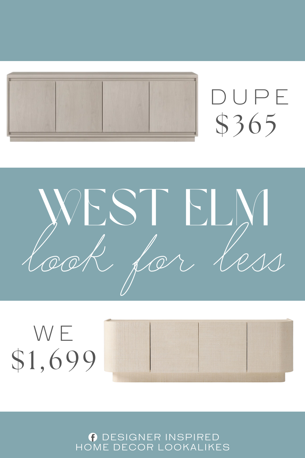 West Elm Solstice Painted Raffia Media Console Dupe. Constructed of sturdy MDF materials in a handcrafted black grain finish. Features four beveled doors with enclosed cabinets and 4 shelves for ample storage.