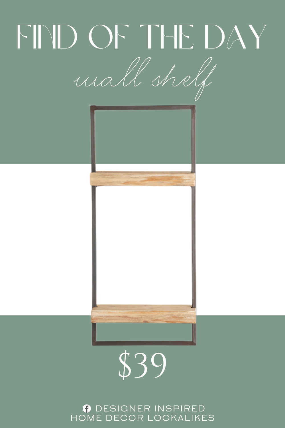 Find of the Day Iron And Wood Wall Shelf With 2 Shelves. iron frame, 2 wooden shelves for storage. openings for mounting. iron/wood.