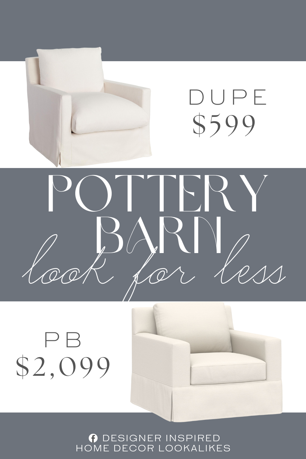 Pottery Barn York Square Arm Slipcovered Swivel Chair Dupe. Made of a solid pine wood frame, metal base, feather filling and polyester-nylon performance upholstery.