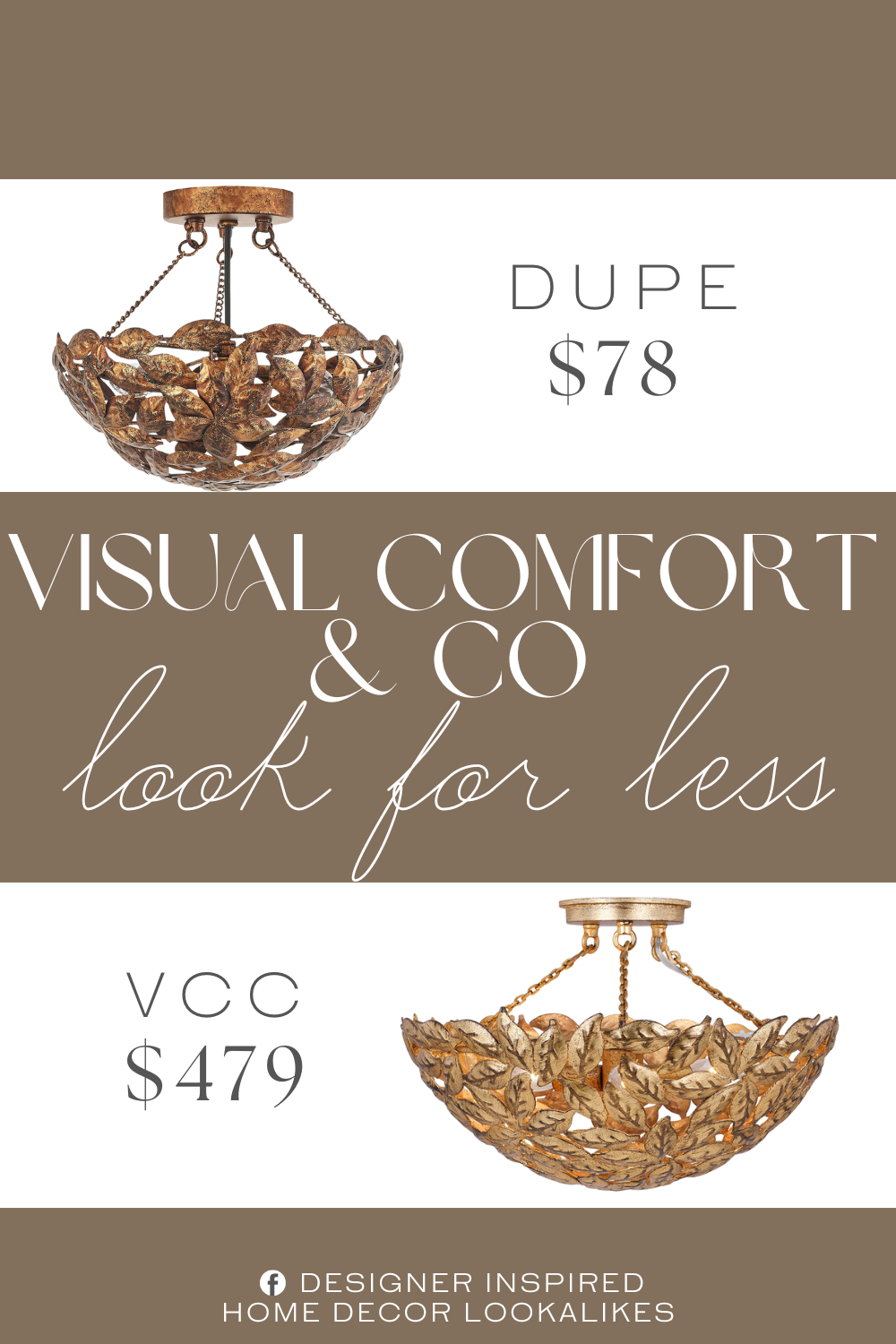 Visual Comfort & Co Kelan Semi Flush Mount Dupe. Made of high-quality metal, with chic leaves design and cage lampshade, this unique flush mount ceiling light suits the room from rustic farmhouse to the contemporary minimalist style.