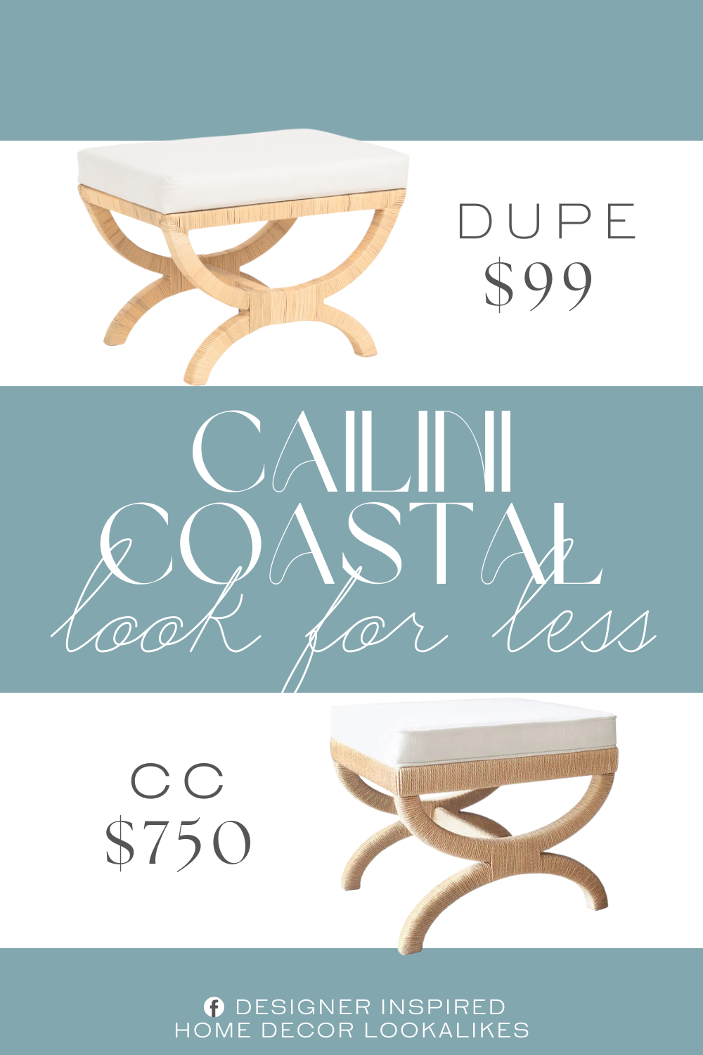 Cailini Coastal St Tropez Stool Dupe. rattan design, padded cushion top, for indoor use only. Filled with polyurethane foam/polyester fiber batting.