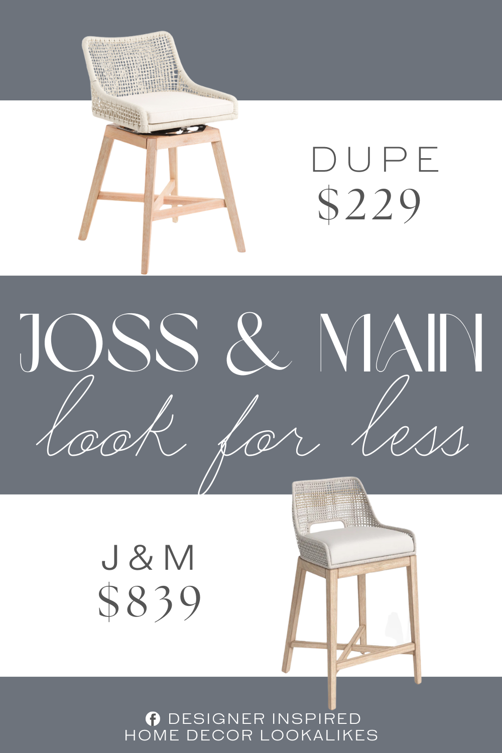 Joss & Main Bowker Bar & Counter Stool Dupe. swivel design, woven back and seat, removable cushion. Filled with polyurethane polyester fiber batting.