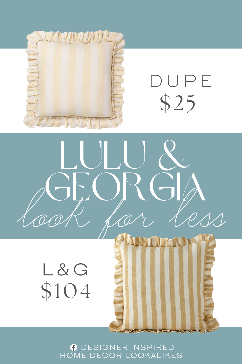 Lulu & Georgia Amaroso Linen Ruffle Pillow Dupe. Made of rayon, this square pillow has polyester filling for soft cushioning. Featuring big pale yellow and cream stripes, this pillow is adorned with ruffles on all sides for a soft, neutral look.