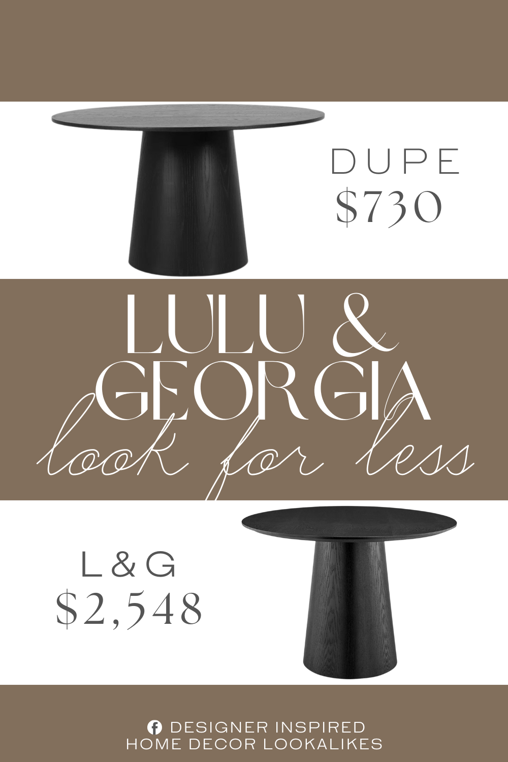Lulu & Georgia Barra Round Dining Table Dupe. Crafted from kiln-dried solid and engineered wood, it features a finish that highlights the natural wood grain, adding a warm, organic feel to your dining area.