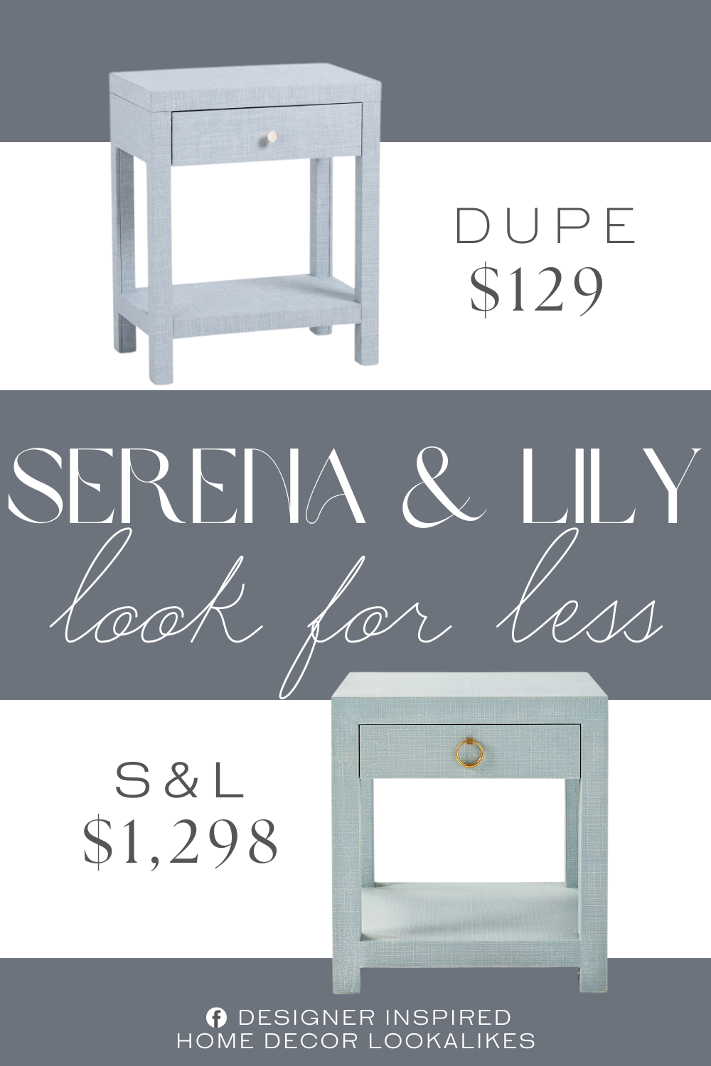 Serena & Lily Driftway 1-Drawer Nightstand Dupe. 1 drawer and 1 shelf for ample storage.