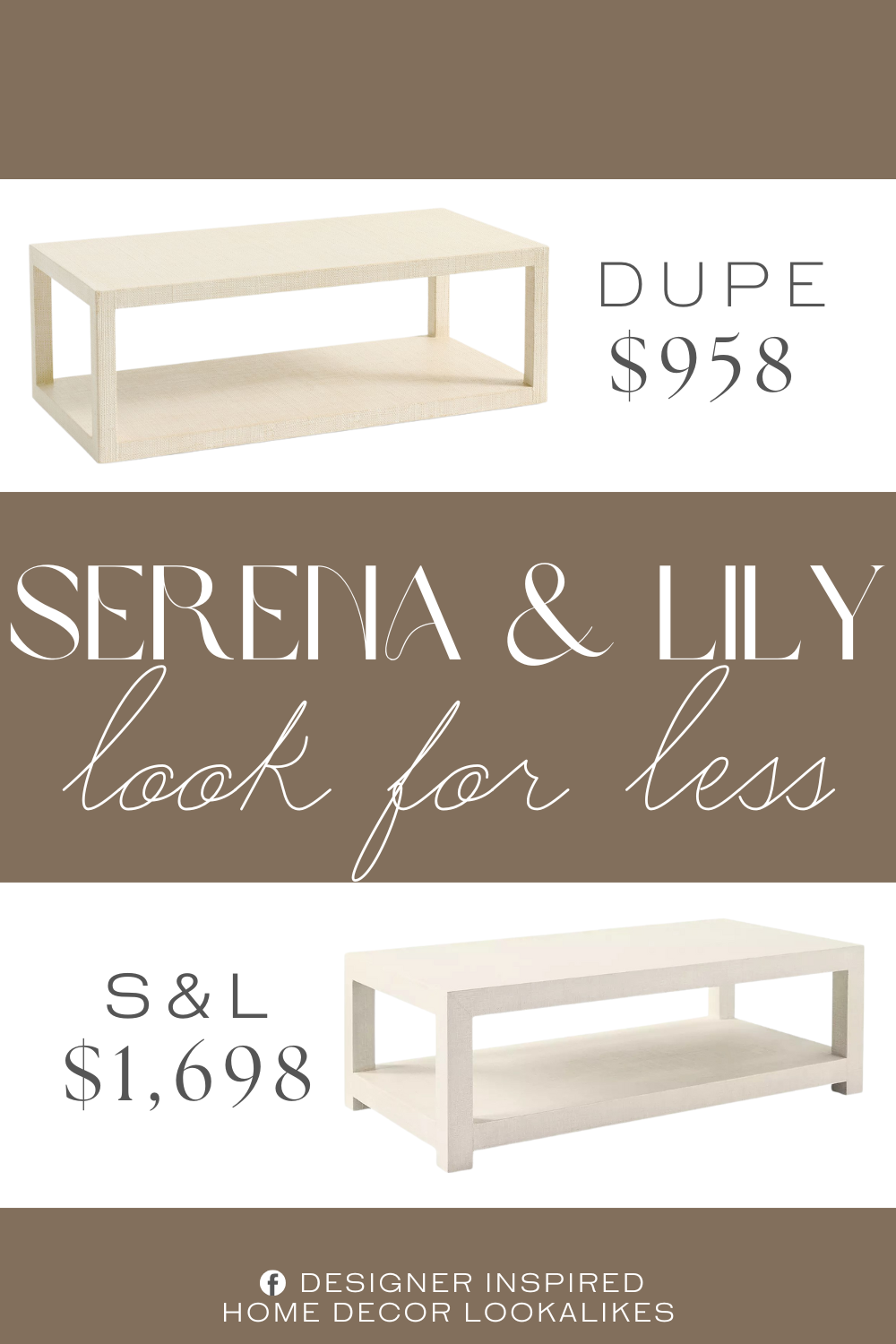 Serena & Lily Driftway Coffee Table Dupe. Expertly crafted of solid kiln-dried poplar wood, raffia and MDF with a White Wash finish.