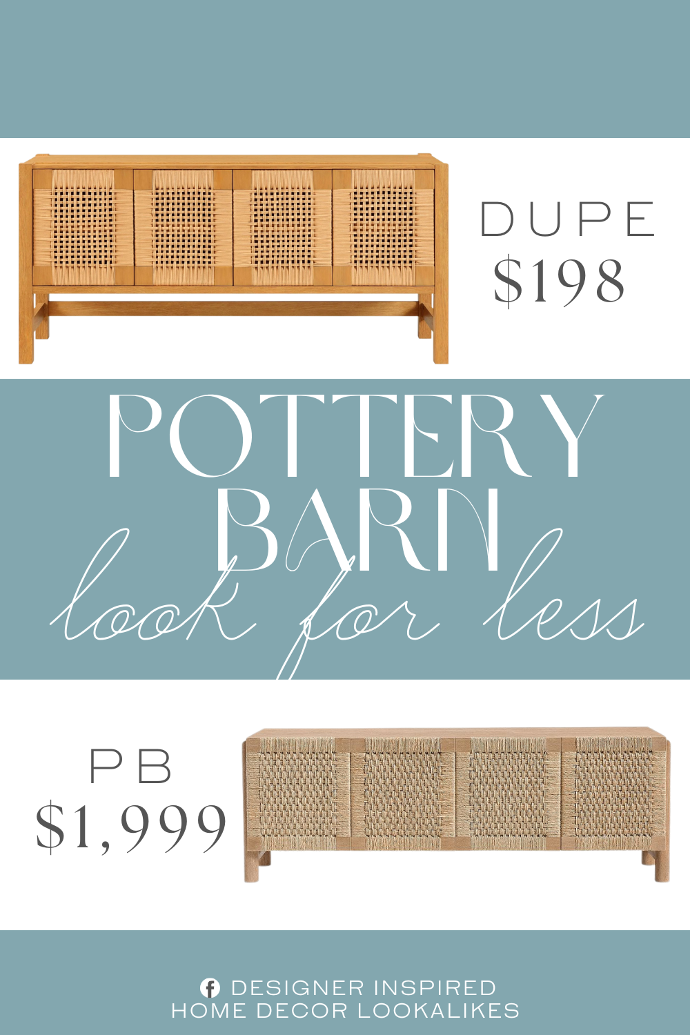 Pottery Barn Bolinas Woven Buffet Dupe. Features handwoven cabinet doors that add a relaxed, coastal charm to your space.