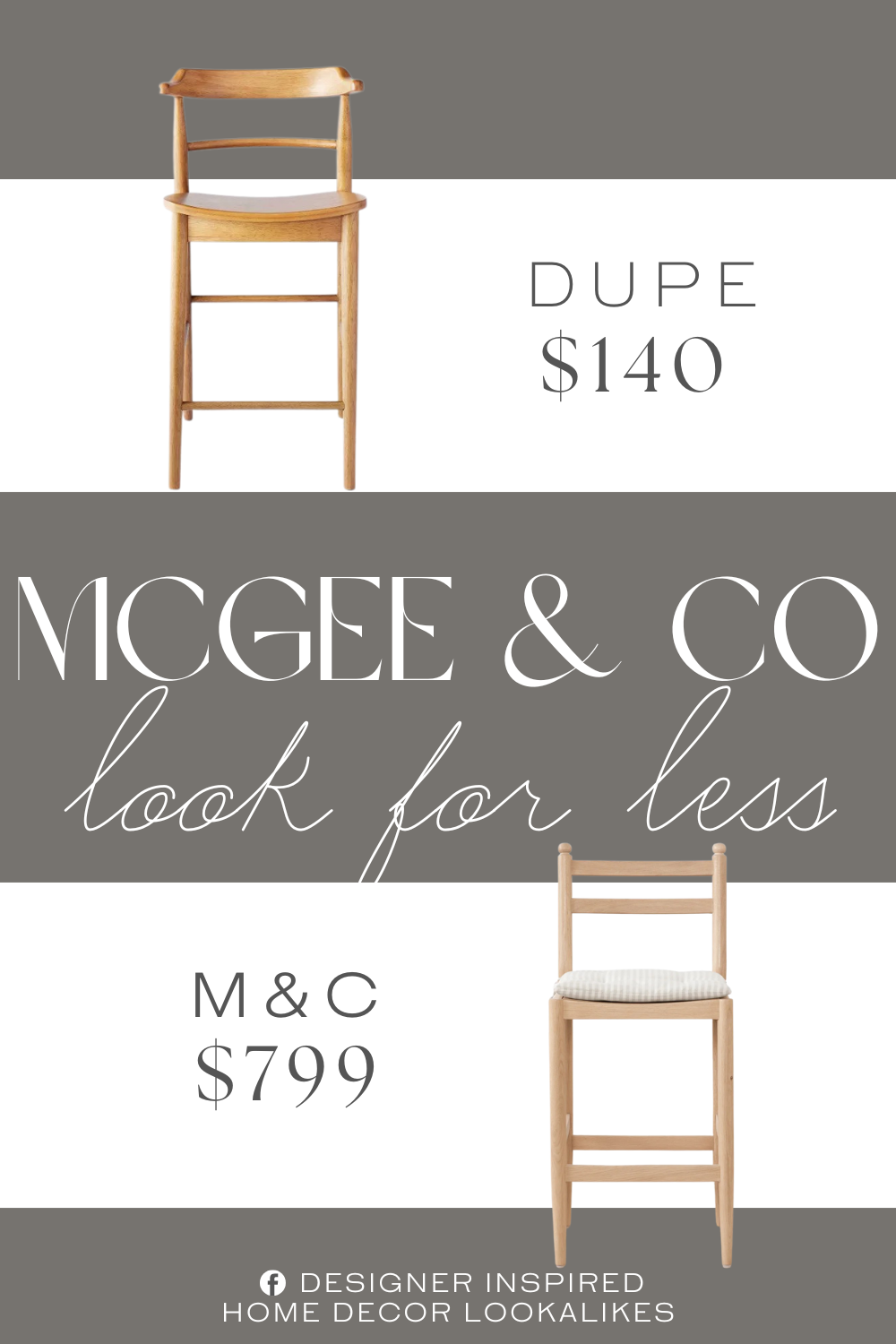 McGee & Co Romany Counter Stool Dupe. Curved-back counter-height stool updates your kitchen island or bar ensemble. Crafted from sturdy wooden frame for better stability and durability.