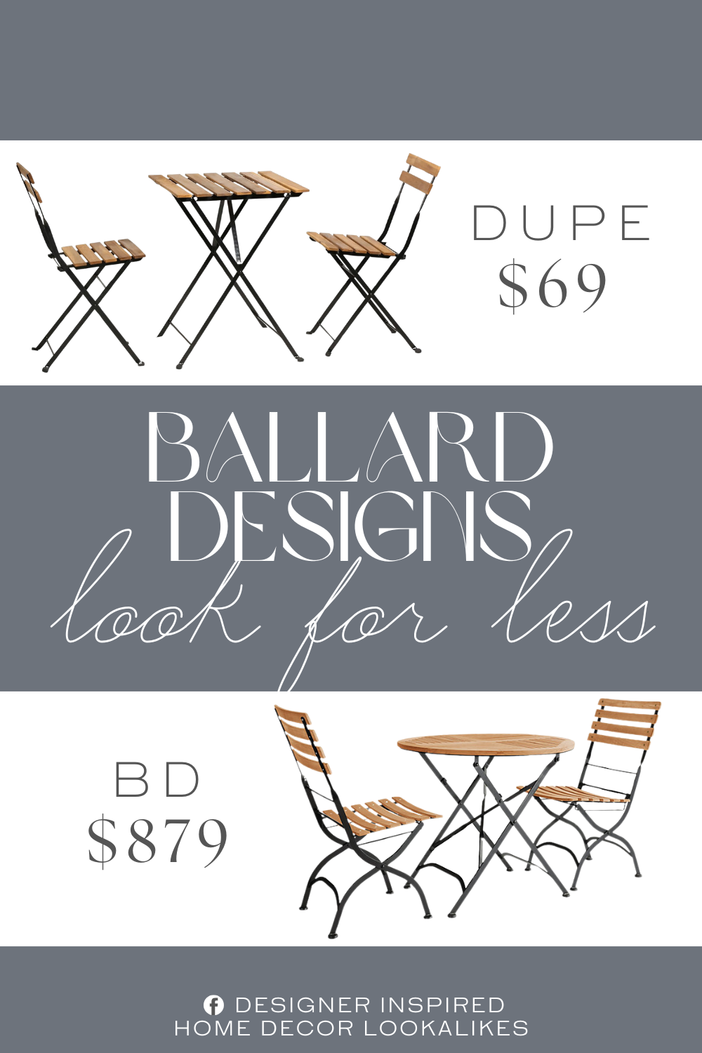 Ballard Designs Giardino 3-Piece Café Dining Set Dupe. Crafted with robust steel frames and weather-resistant wood, this bistro table and chairs set of 3 withstands various weather conditions.