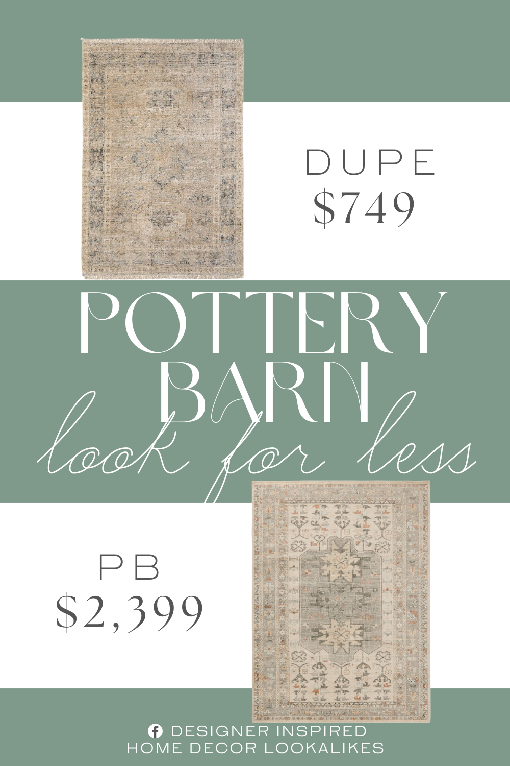 Pottery Barn Arlet Hand-Knotted Wool Rug Dupe. This rug showcases a faded Oriental-inspired design in muted tones of beige and gray that creates a neutral foundation on your hardwood or tile floors.