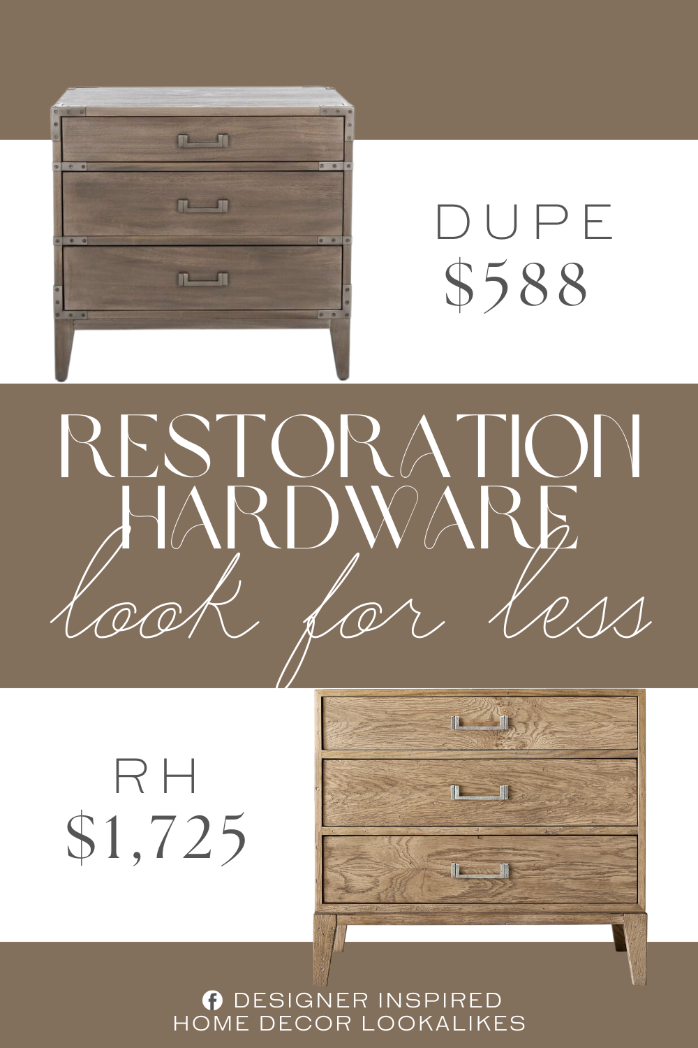 Restoration Hardware Cayden Campaign Closed Nightstand Dupe. Three (3) drawers provide ample bedside storage space and its surface is great for table lamps, photographs, greenery, books, electronics, or any other decorative accessories