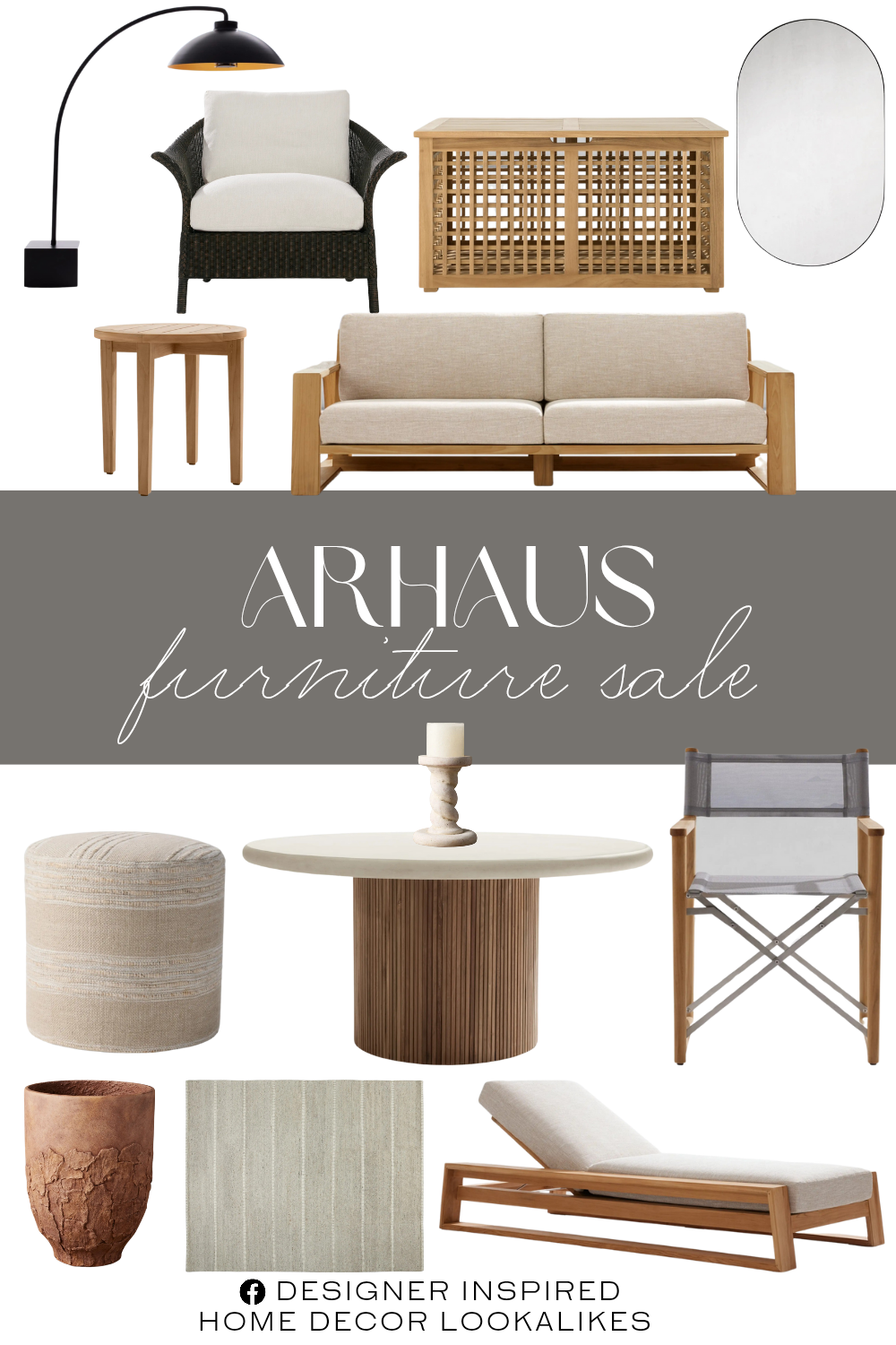 Arhaus Furniture Sale. Alesso Outdoor Round Dining Table. Sequoia Planter. Heatsail Outdoor Freestanding Dome Lamp. Striped Round Performance Pouf. Canyon Outdoor Teak Sofa in Priano Malt. Canyon Outdoor Teak Chaise in Priano Malt. Nantucket Sunroom Lounge Chair in Eden Snow. Twist Pillar Holder. Director's Outdoor Dining Chair. Newport Outdoor End Table. Palmeria Outdoor Storage Box. Jagger Dining Bench in Natural. Sheldon Hand-Knotted Rug. Fulham Oval Wall Mirror.