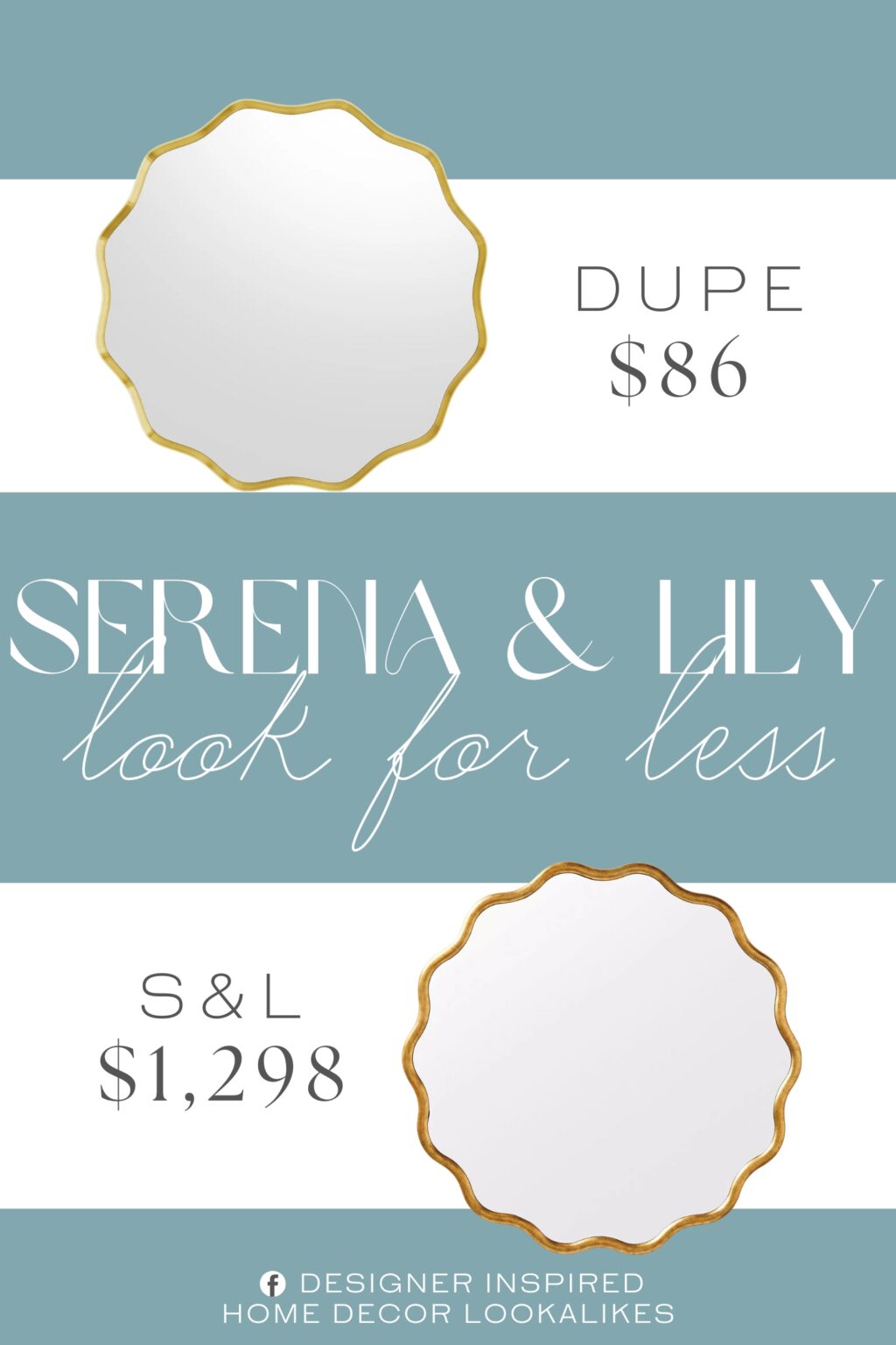 Serena & Lily Wave Mirror Dupe. This wave-edged circular bathroom mirror combines aviation-grade aluminum alloy with artistic flair.