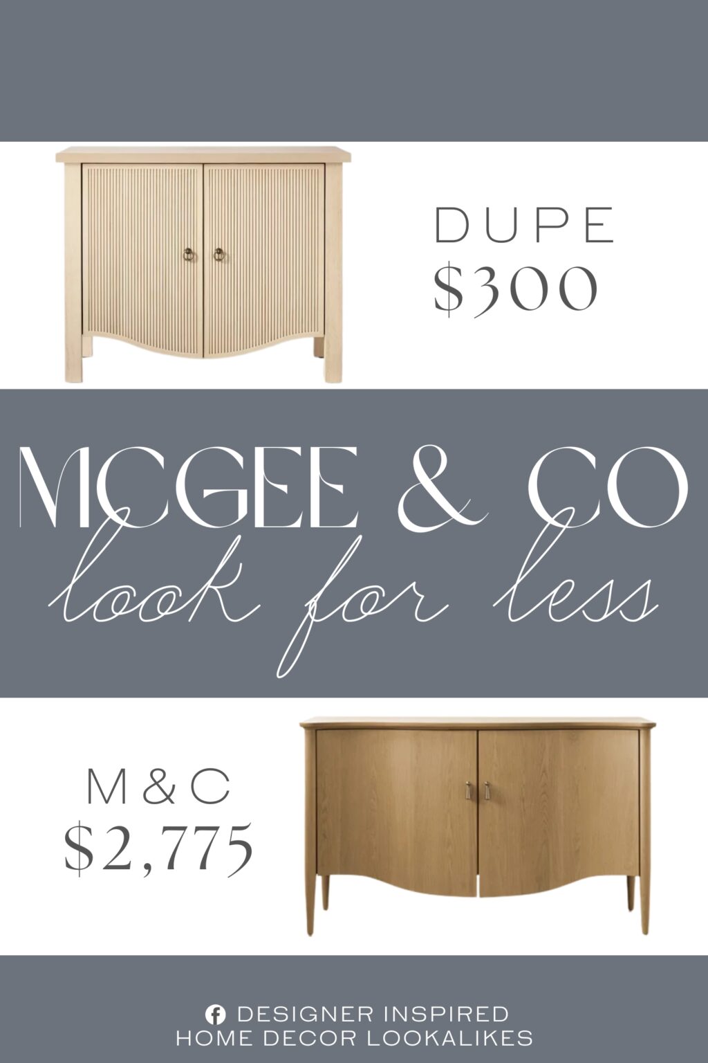 McGee & Co Moorland Console Dupe. Made with rubberwood and designed with clean lines, this storage cabinet features slatted detailing on the doors for textured charm.