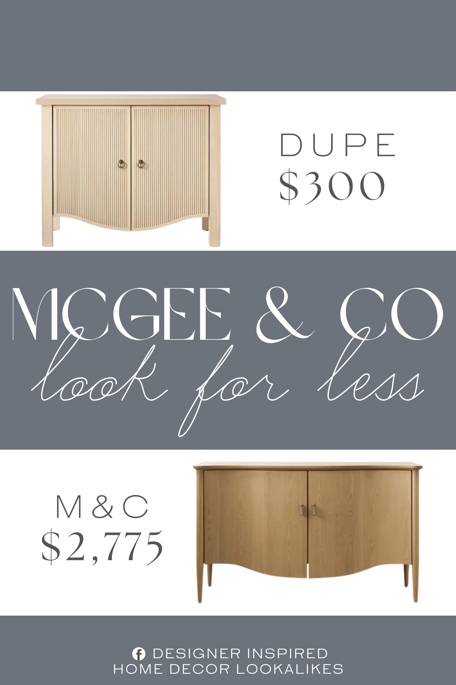McGee & Co Moorland Console Dupe. Made with rubberwood and designed with clean lines, this storage cabinet features slatted detailing on the doors for textured charm.