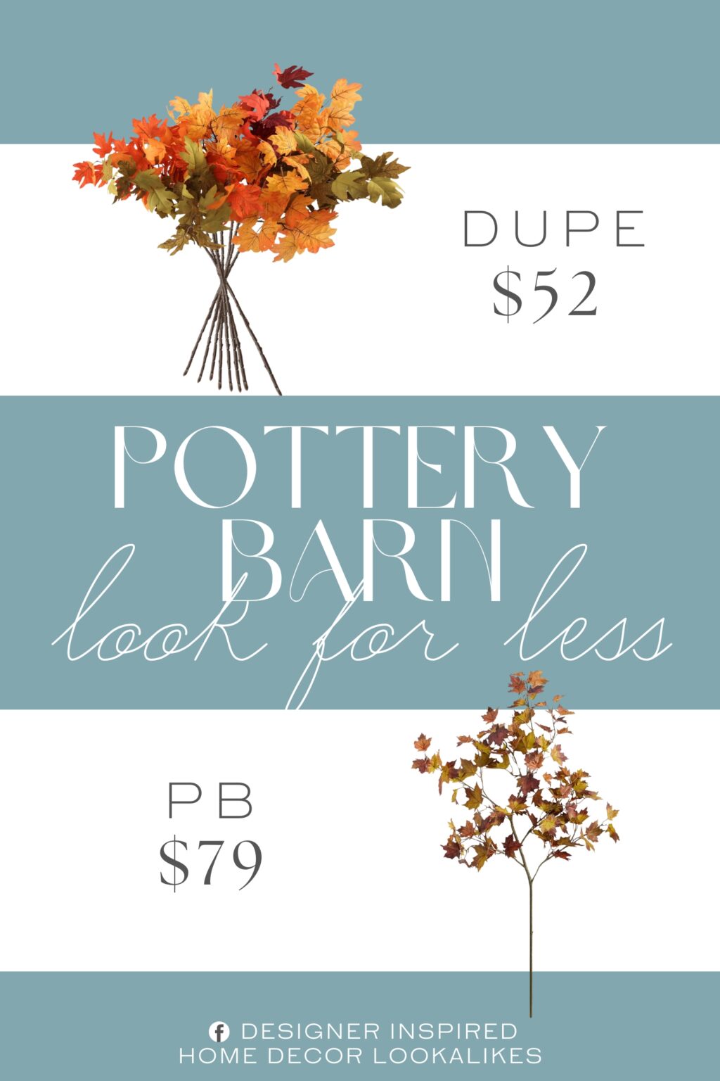 Pottery Barn Artificial Oversized Turning Maple Branch Dupe. 8 PCS Fall Decorations for Indoor Outdoor Halloween Thanksgiving Farmhouse Arrangement Decorations for Front Door Wedding Centerpieces in Autumn