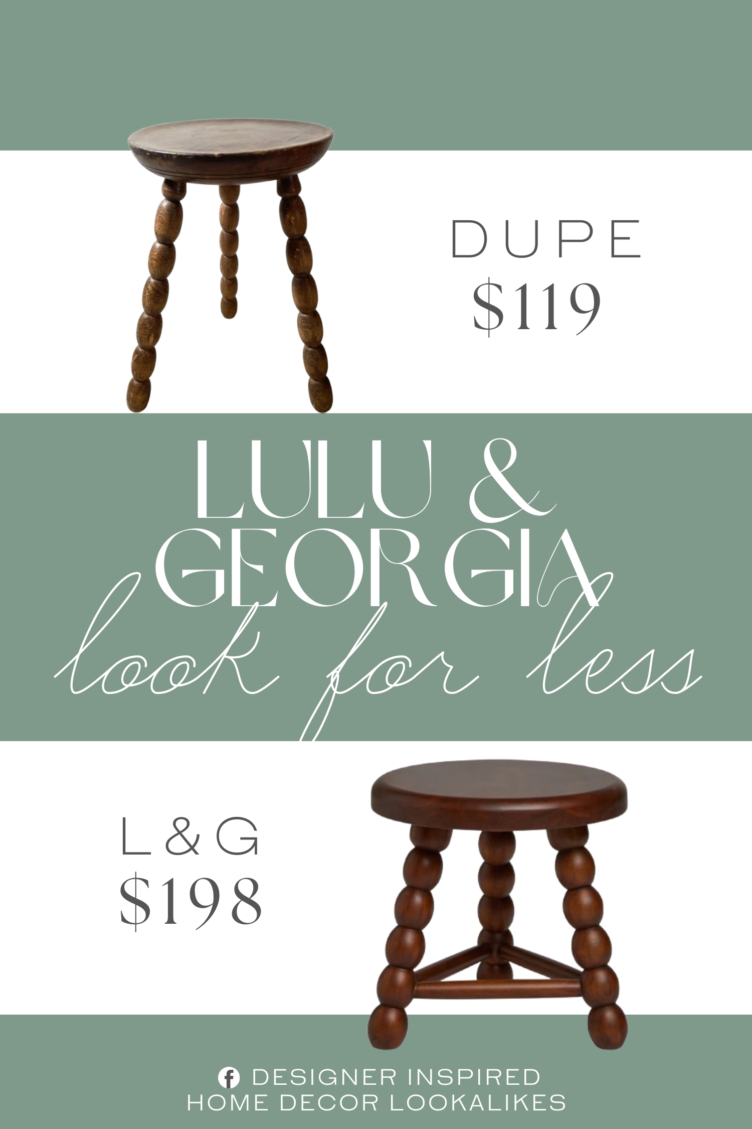Lulu & Georgia Pikku Round Foot Stool Dupe. Vintage French Bobbin Leg Stool Natural Wood Finish Chair Cupped Round Seat Egg Bobbins Table