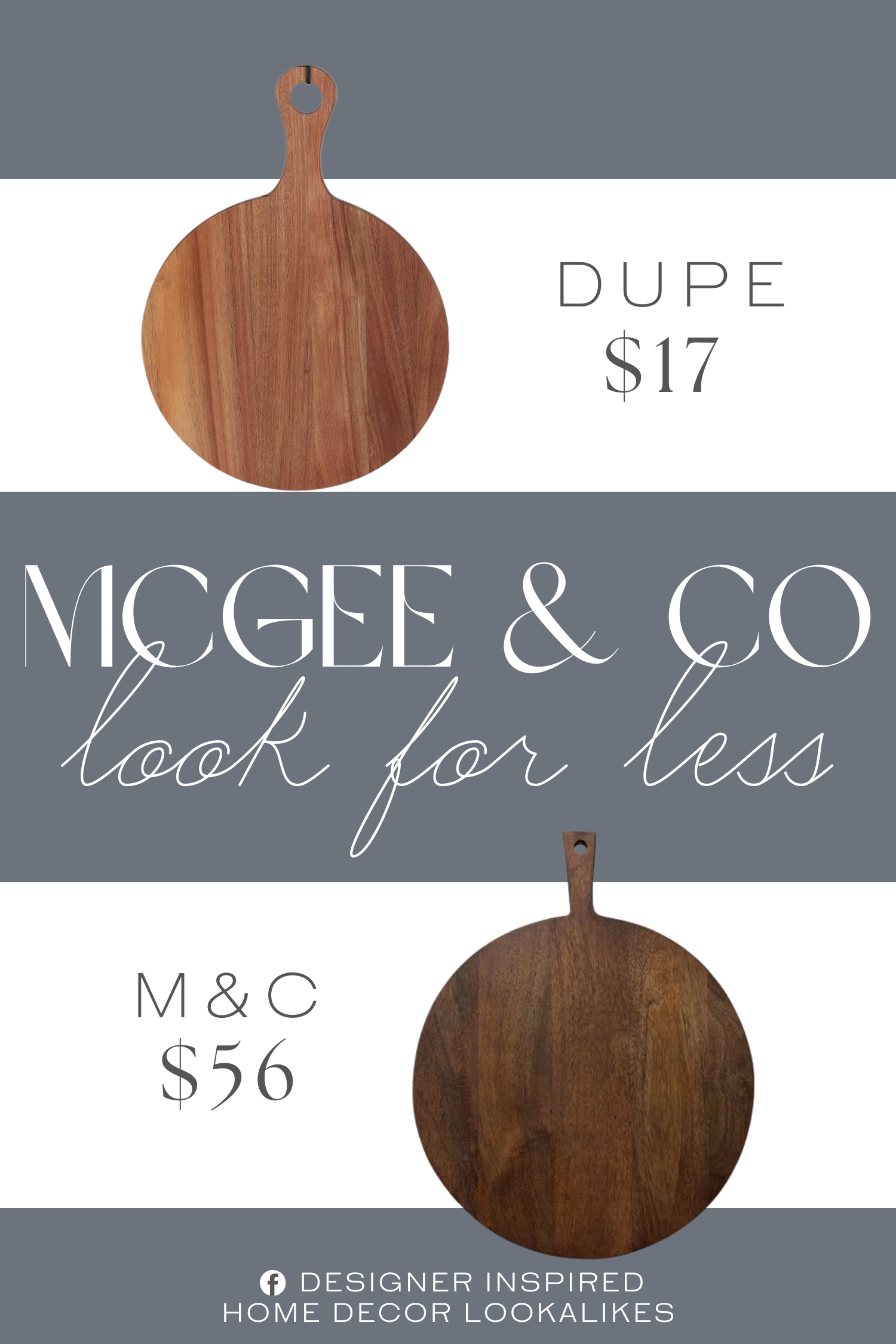 McGee & Co Elizabeth Bread Board Dupe. This cutting board is made of premium acacia wood, it is sturdy for daily use. Each one is unqiue since the color and grain might vary a little bit due to the material of natural wood. Generally, acacia wood is more durable, and longer-lasting than plastic or bamboo cutting board.