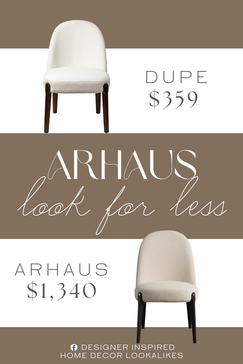 Arhaus Bottoni Dining Chair Dupe. the white dining chair upholstered in boucle material adds a touch of sophistication to any dining area.