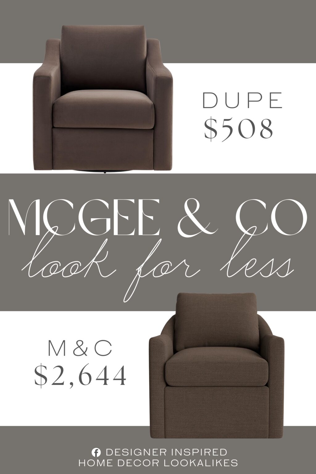 McGee & Co Quinnton Swivel Chair Dupe. Featuring gently curved armrests that seamlessly flow from the back, this velvet swivel chair combines support with a visually striking design that works well in living rooms, bedrooms, or reading nooks