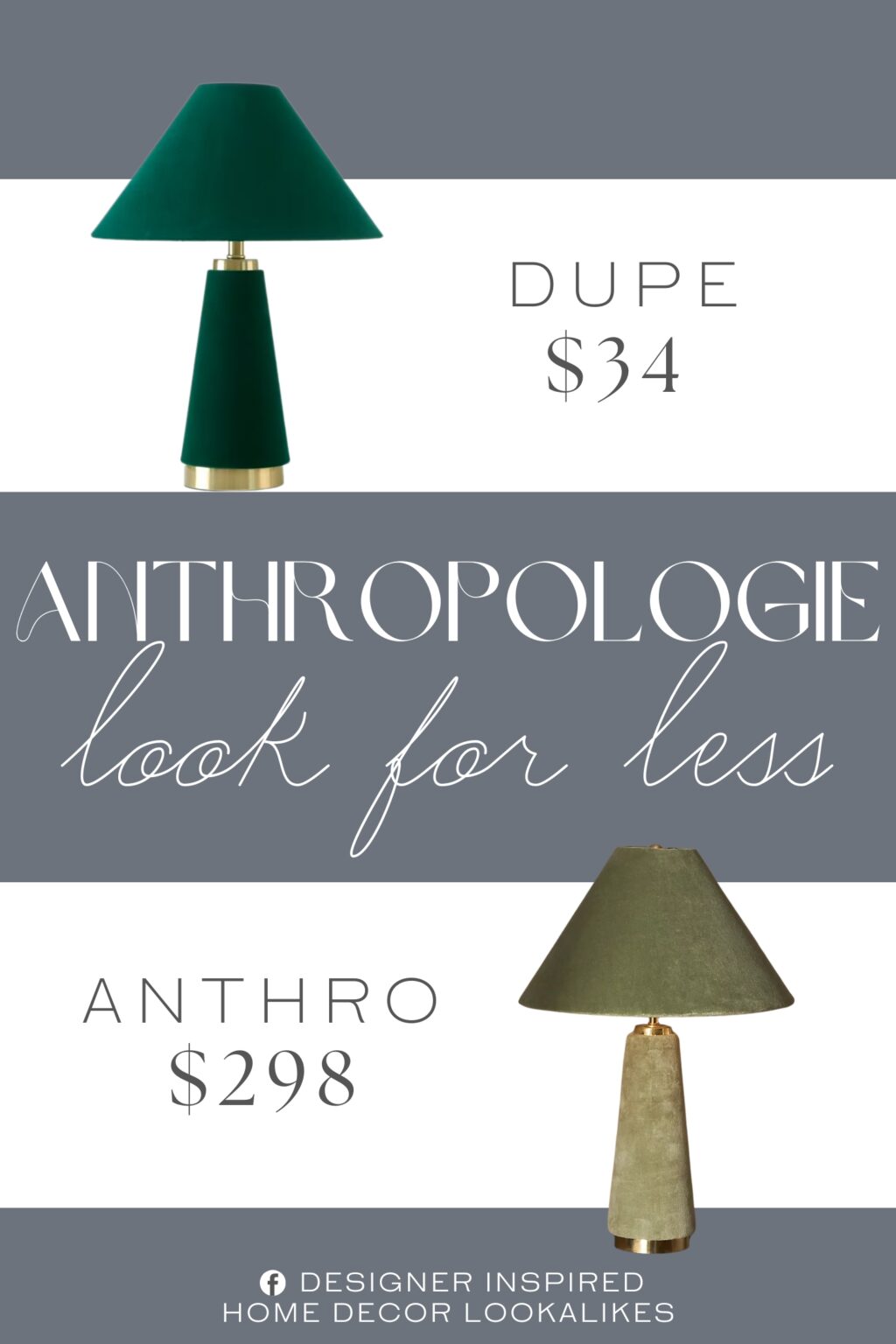 Anthropologie Lulu Velvet Table Lamp Dupe. Bold green shade to match a variety of home décor styles. Soft velvet exterior