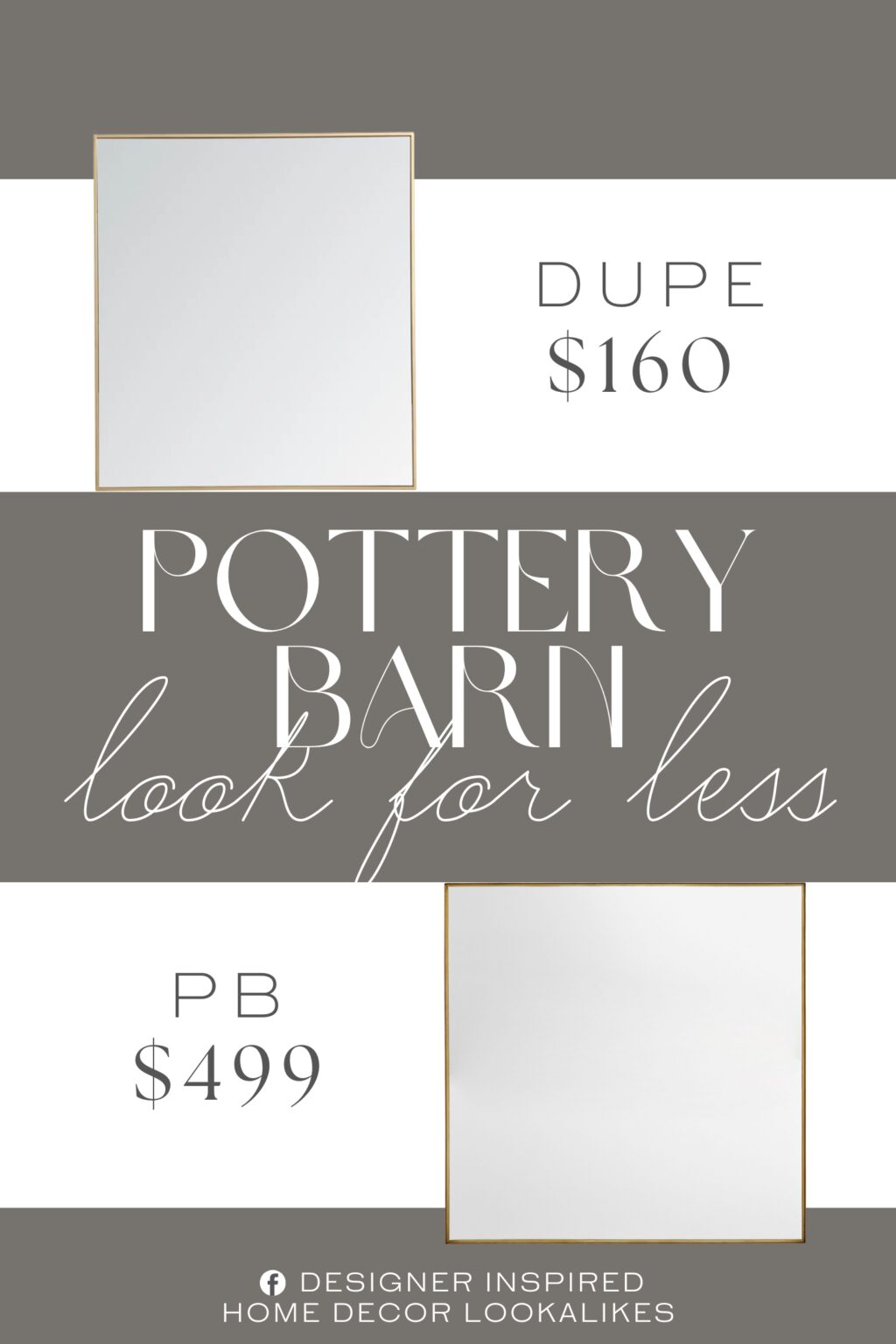 Pottery Barn Stowe Square Wall Mirror Dupe. It features an ultra-thin iron frame that surrounds a glass surface, bouncing natural light around to brighten your space.