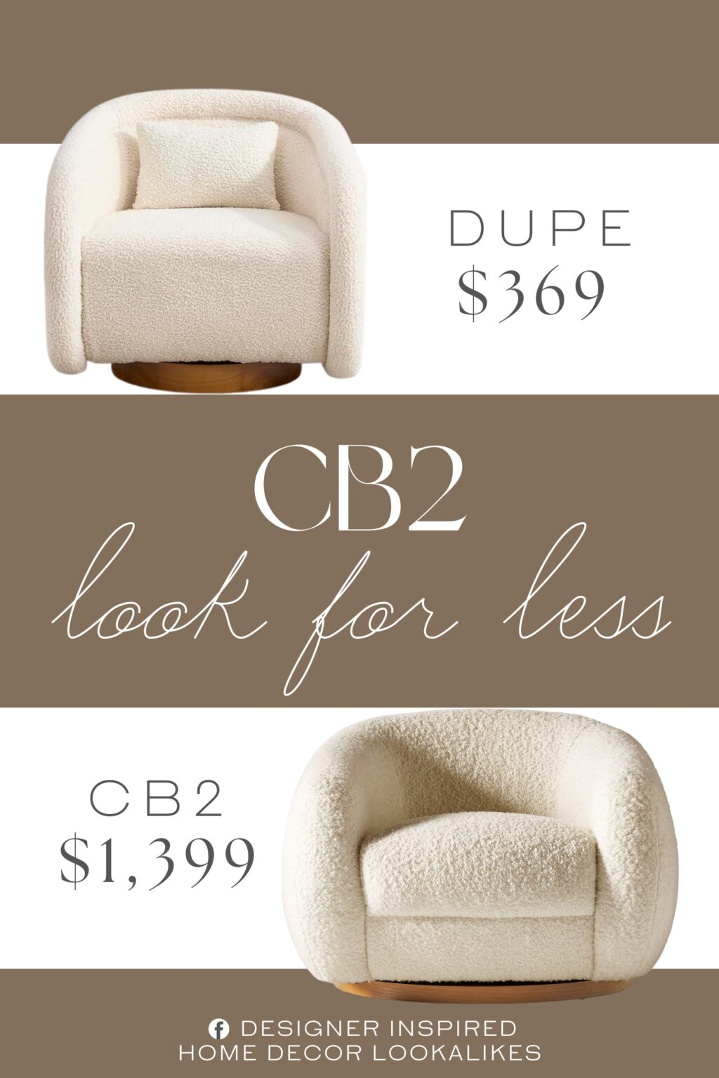 CB2 Laszlo Warm White Boucle Swivel Chair Dupe. Crafted from soft teddy fabric upholstery and high-density foam, this single swivel sofa chair offers a comfortable seating experience in a soft and skin-friendly material.