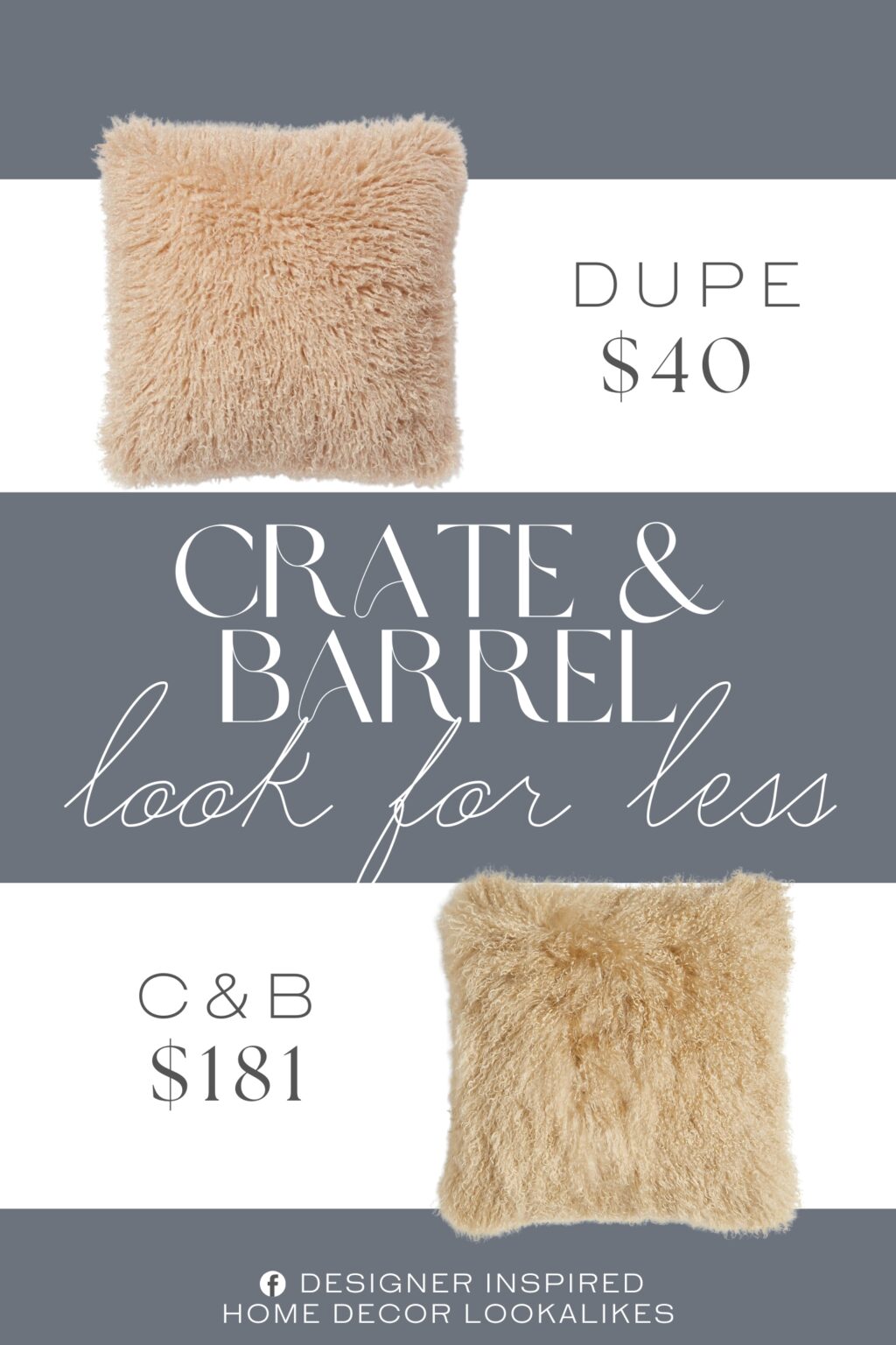 Crate & Barrel Rye Brown Mongolian Sheepskin Throw Pillow Dupe. This square throw pillow features a soft faux-fur construction for a sophisticated look. The soft fabric makes it comfy, while its sewn seam closure creates a finished look.