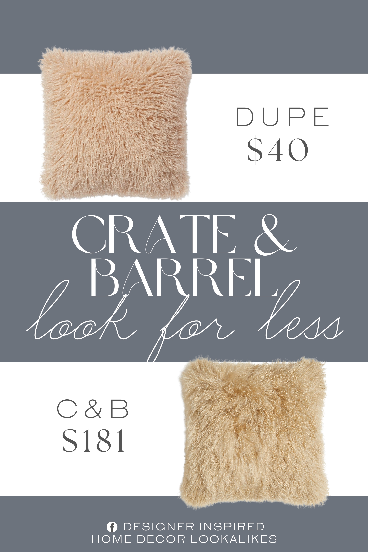 Crate & Barrel Rye Brown Mongolian Sheepskin Throw Pillow Dupe. This square throw pillow features a soft faux-fur construction for a sophisticated look. The soft fabric makes it comfy, while its sewn seam closure creates a finished look.