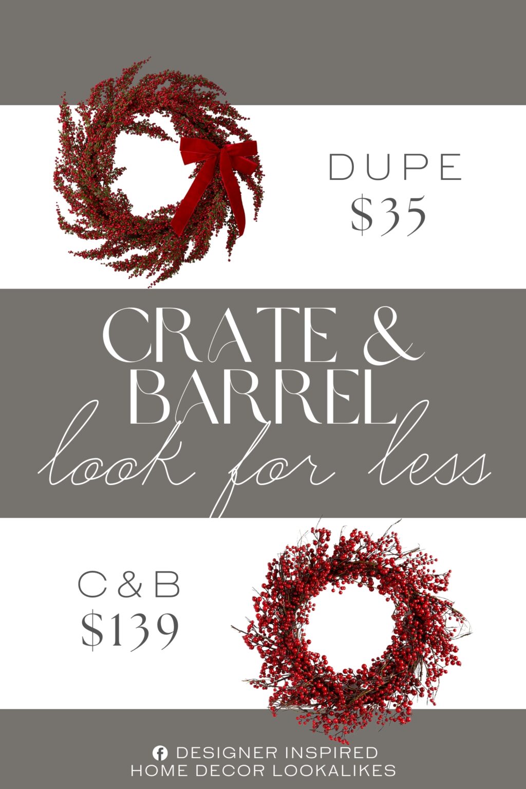 Crate & Barrel Faux Red Berry Wreath Dupe. Crafted for lasting beauty, its reusable design provides long-lasting seasonal decor without shedding or wilting.