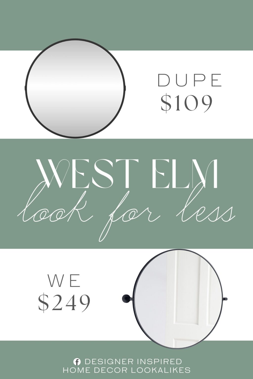 West Elm Metal Frame Pivot Round Wall Mirror Dupe. Crafted with a metal frame, this piece exudes a modern vibe with its clean lines.