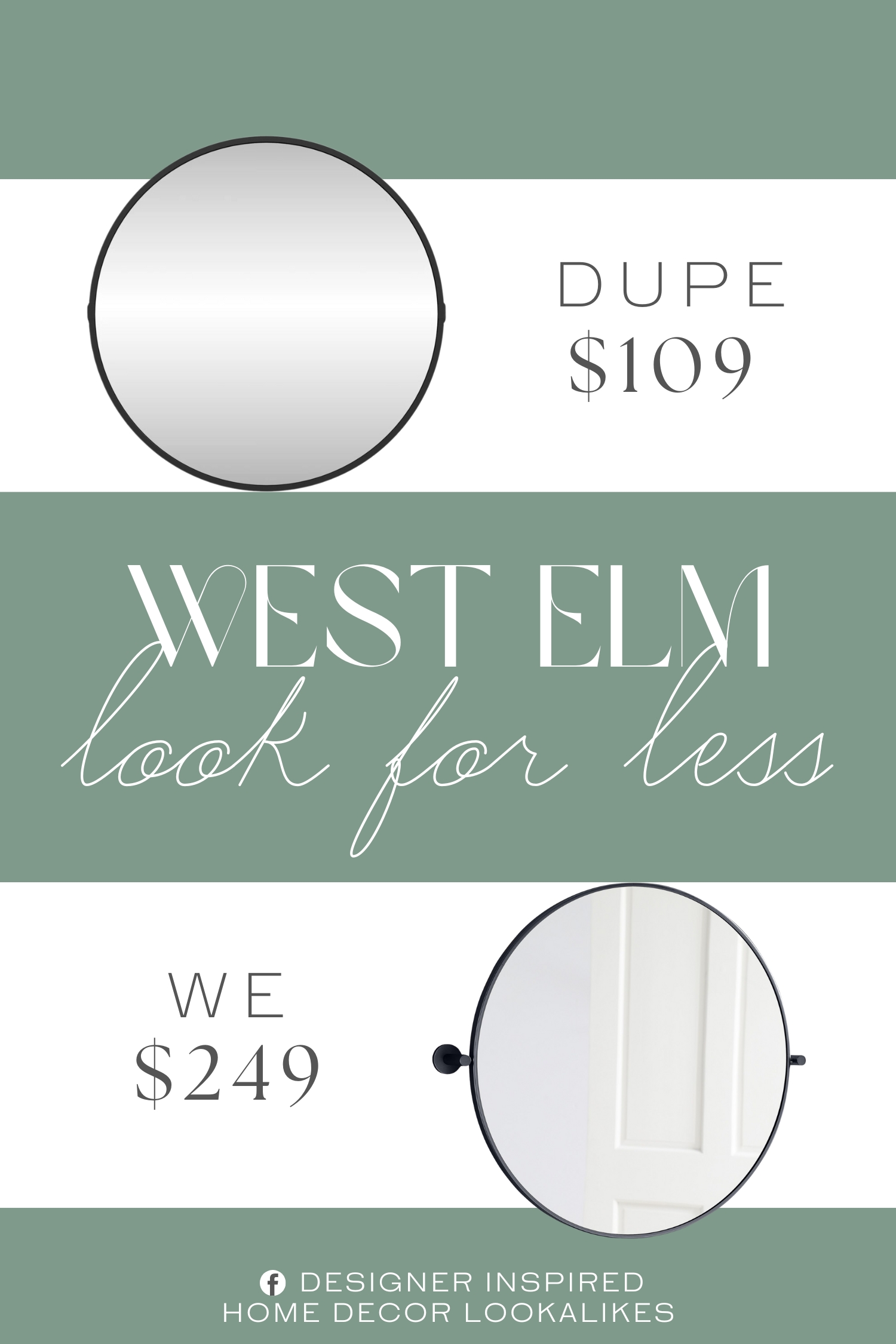 West Elm Metal Frame Pivot Round Wall Mirror Dupe. Crafted with a metal frame, this piece exudes a modern vibe with its clean lines.