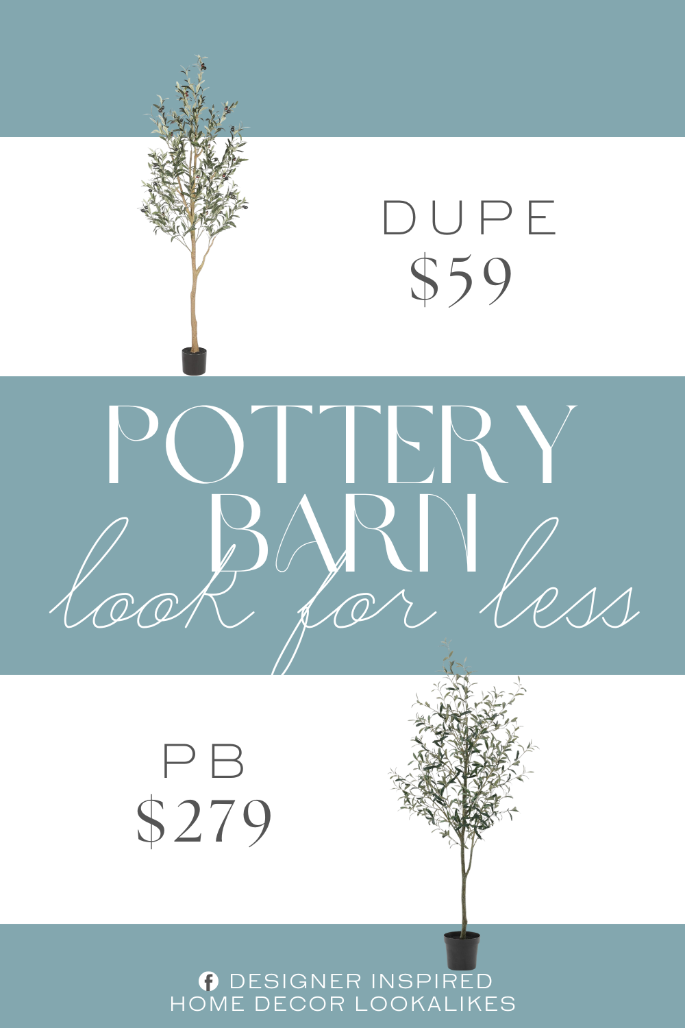 Pottery Barn Artificial Olive Trees Dupe. Made from a thick plastic fiber mixture, with cement poured inside. The black modern pot of this faux olive tree has higher stability.