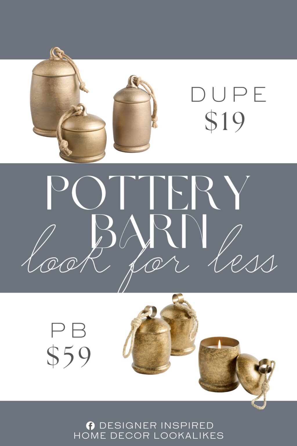 Pottery Barn St. Jude Vintage Bell Candle Dupe. these seasonal scented candle comes in a glass jar with a metallic-gold hand-painted finish.
