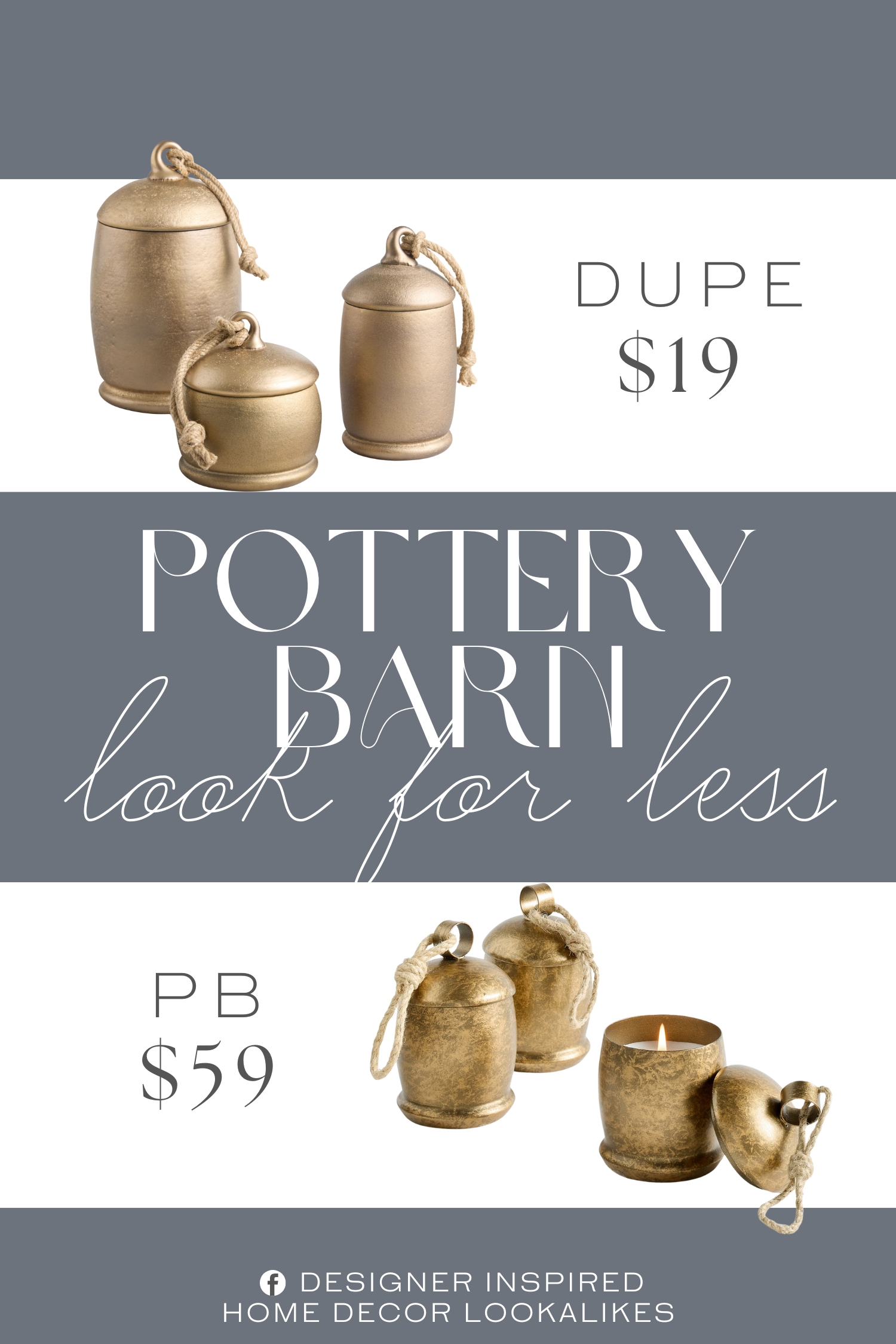 Pottery Barn St. Jude Vintage Bell Candle Dupe. these seasonal scented candle comes in a glass jar with a metallic-gold hand-painted finish.