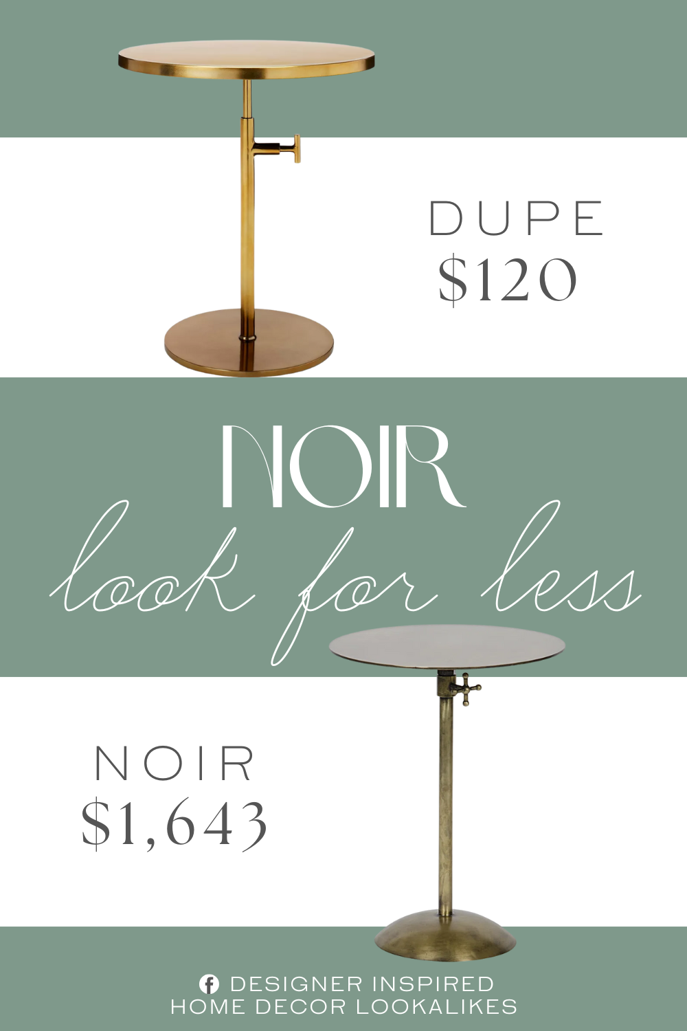 Noir Felix Steel Top End Table Dupe. Made from metal, this round accent table is supported by a pedestal base with adjusting hardware so you can change the height to suit your needs.