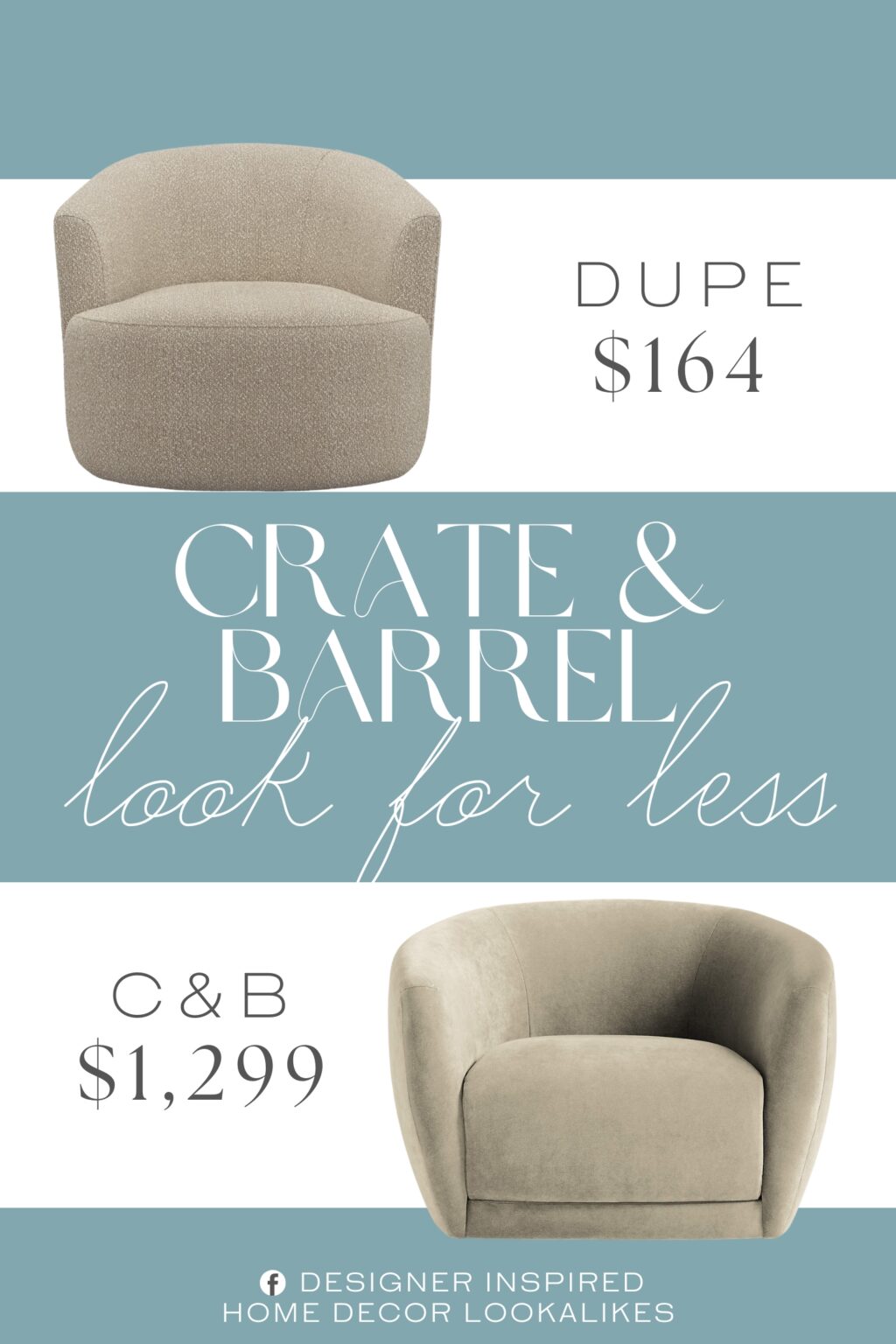 Crate & Barrel Valen Swivel Accent Chair Dupe. Boucle fabric upholstery 360 degree metal swivel base.