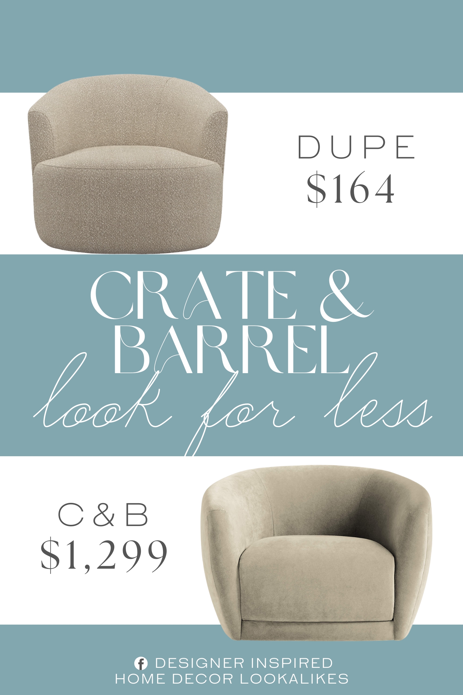 Crate & Barrel Valen Swivel Accent Chair Dupe. Boucle fabric upholstery 360 degree metal swivel base.