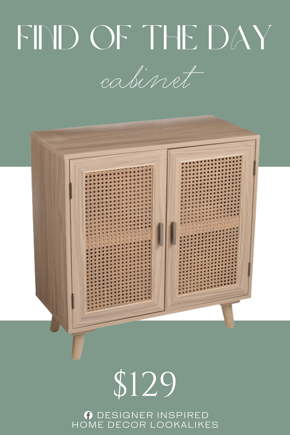 Find of the Day Salayar Wood Cabinet. rattan details, 2 shelves for ample storage, wood.