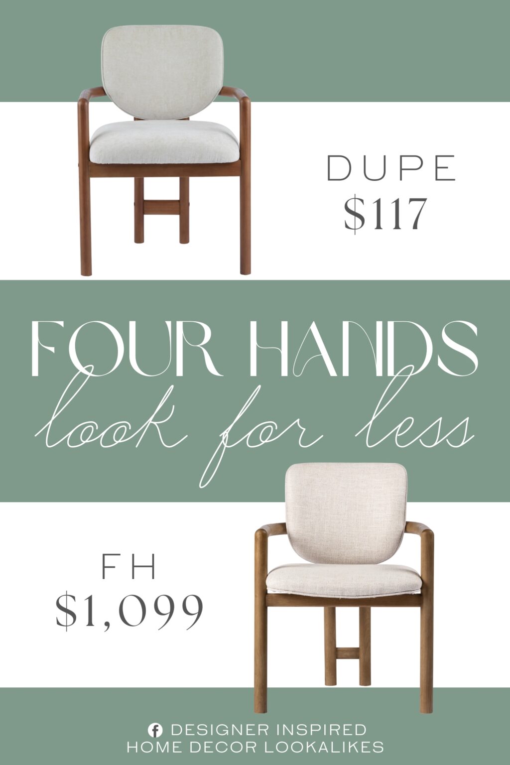 Four Hands Madeira Dining Chair Dupe. Modern Upholstered Dining Chairs with Solid Wood Frame