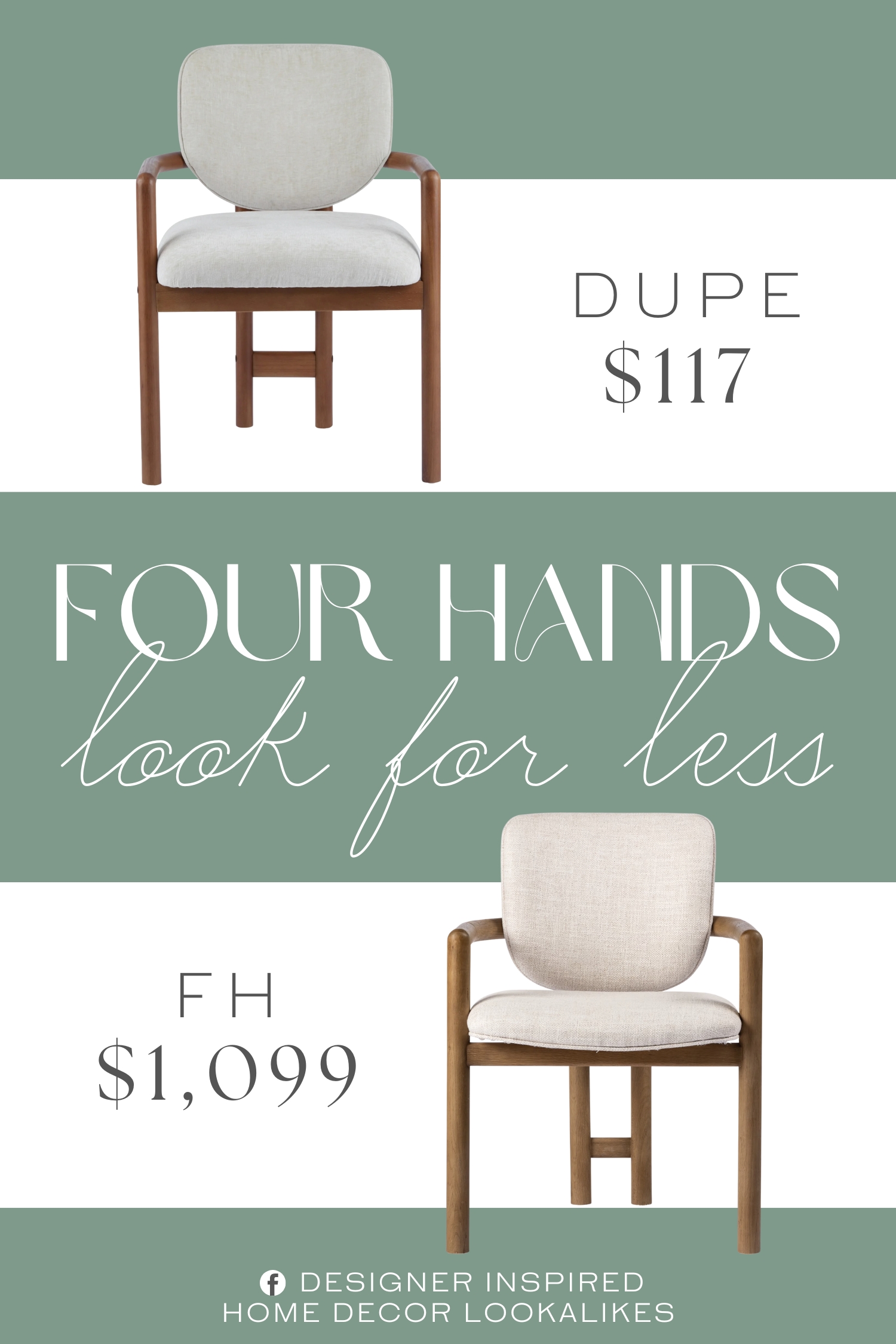 Four Hands Madeira Dining Chair Dupe. Modern Upholstered Dining Chairs with Solid Wood Frame
