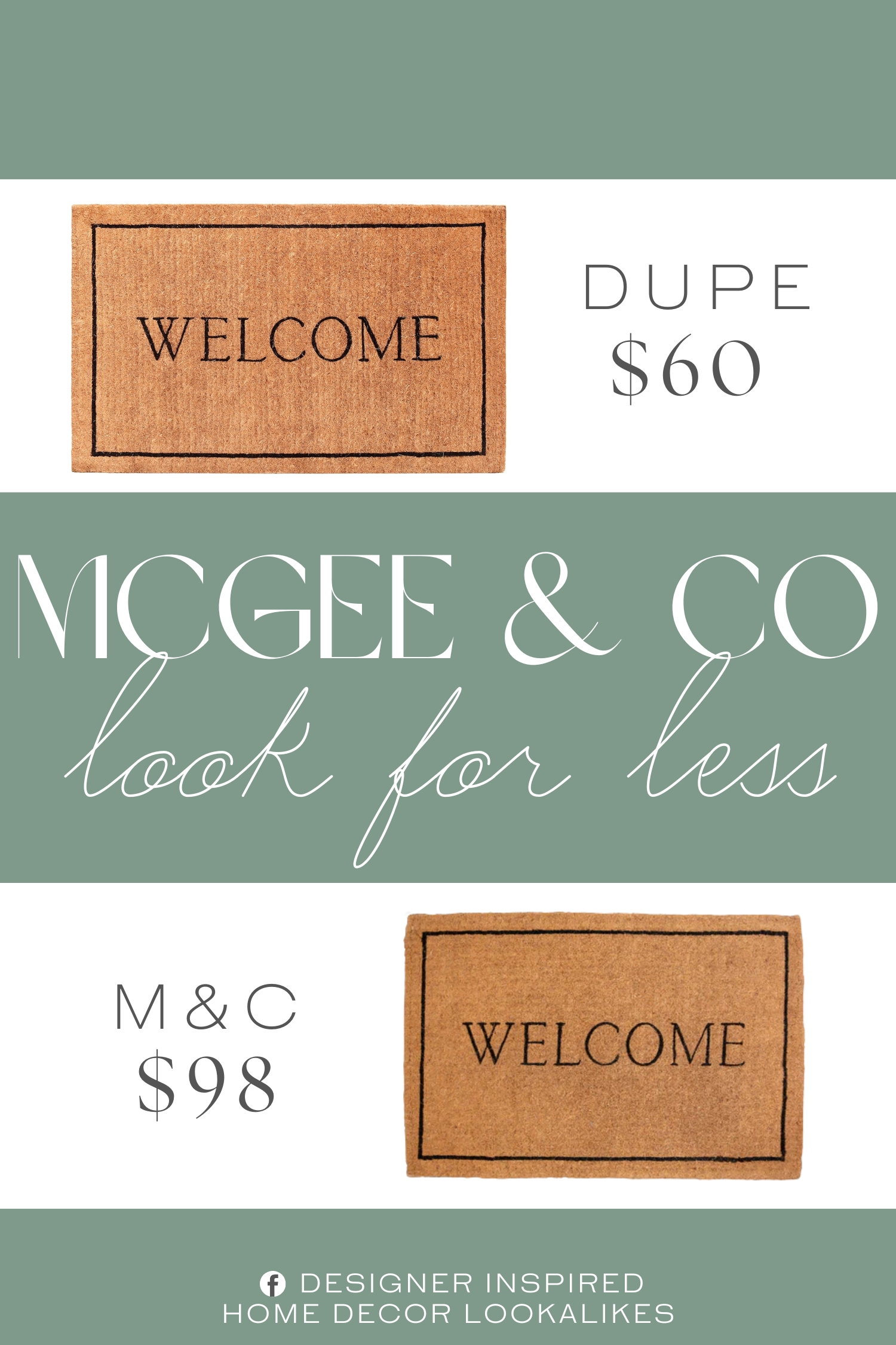 McGee & Co Welcome Doormat Dupe. Coir Material. Tufted Weave Type.