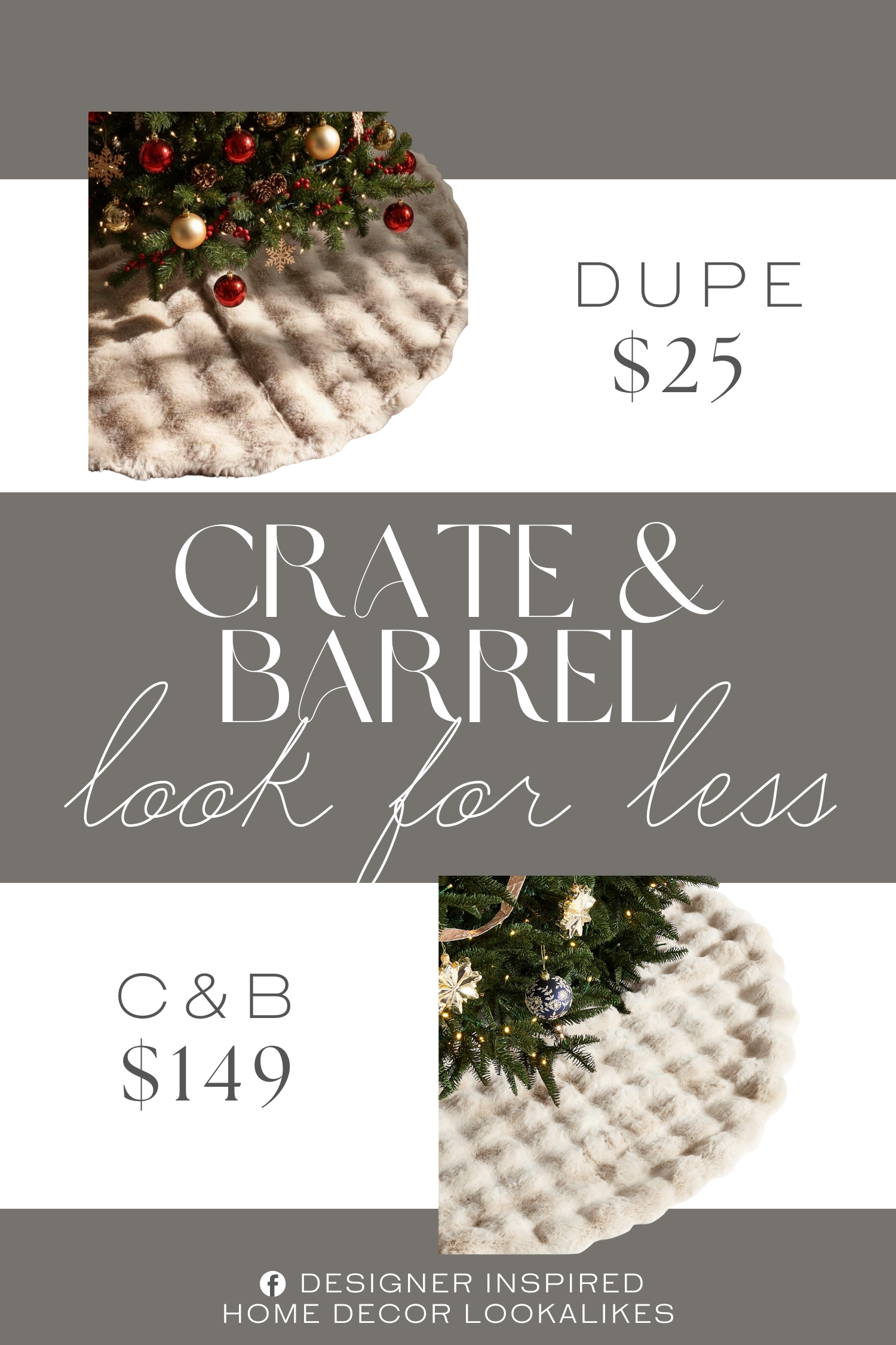 Crate & Barrel Faux Fur Christmas Tree Skirt Dupe. This rustic plush fur Christmas tree skirt is crafted from thick plush fur fabric, can be used for many years without fading.