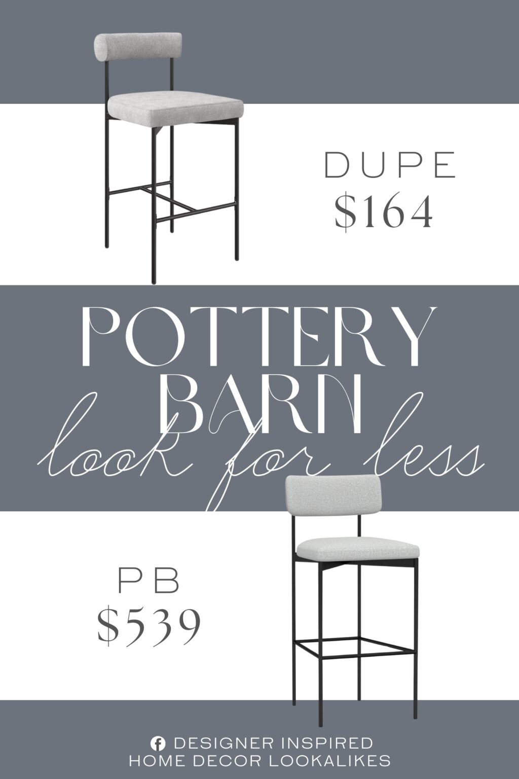 Pottery Barn Maison Upholstered Stool Dupe. The metal barstool with back features a comfortable cushioned seat with a cushioned back that's covered in a low maintenance vegan leather or polyester fabric for the ultimate bar stool experience.