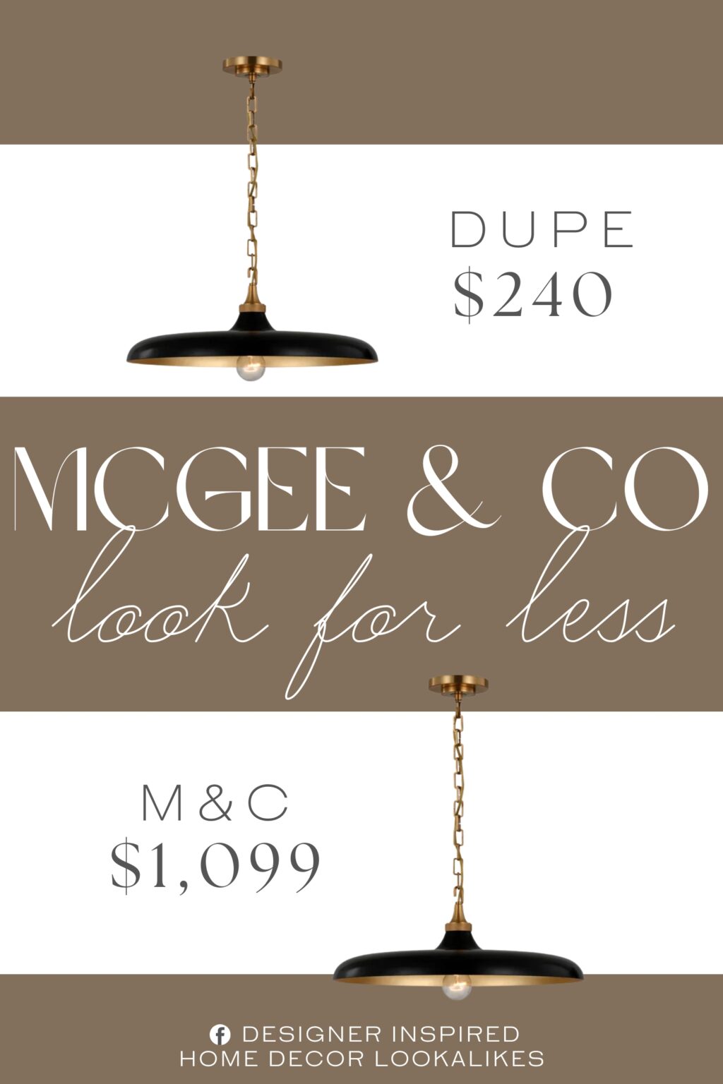 McGee & Co Piatto Pendant Dupe. Finish: Aged Brass/Matte/Black Lamp Type: Incandescent Material: Metal