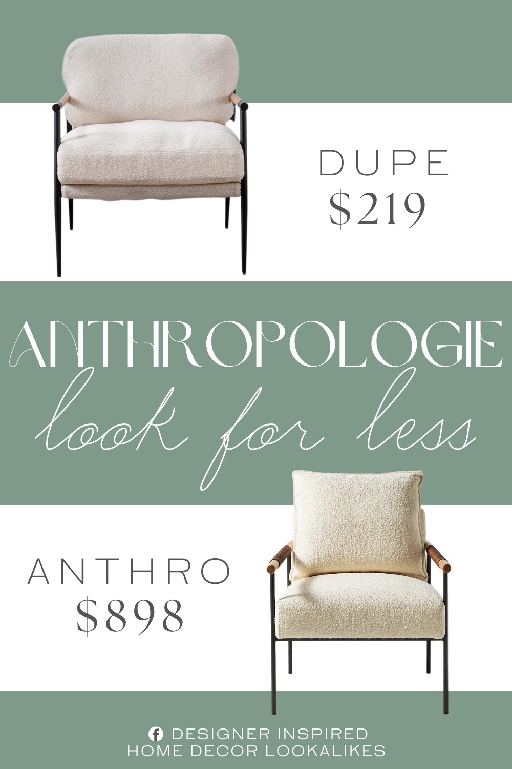 Anthropologie Bouclé Atticus Armchair Dupe. A textured, brushed black metal frame with wood-colored lacquered metal armrests rubs a stylish spark that is unique to this lounge chair.