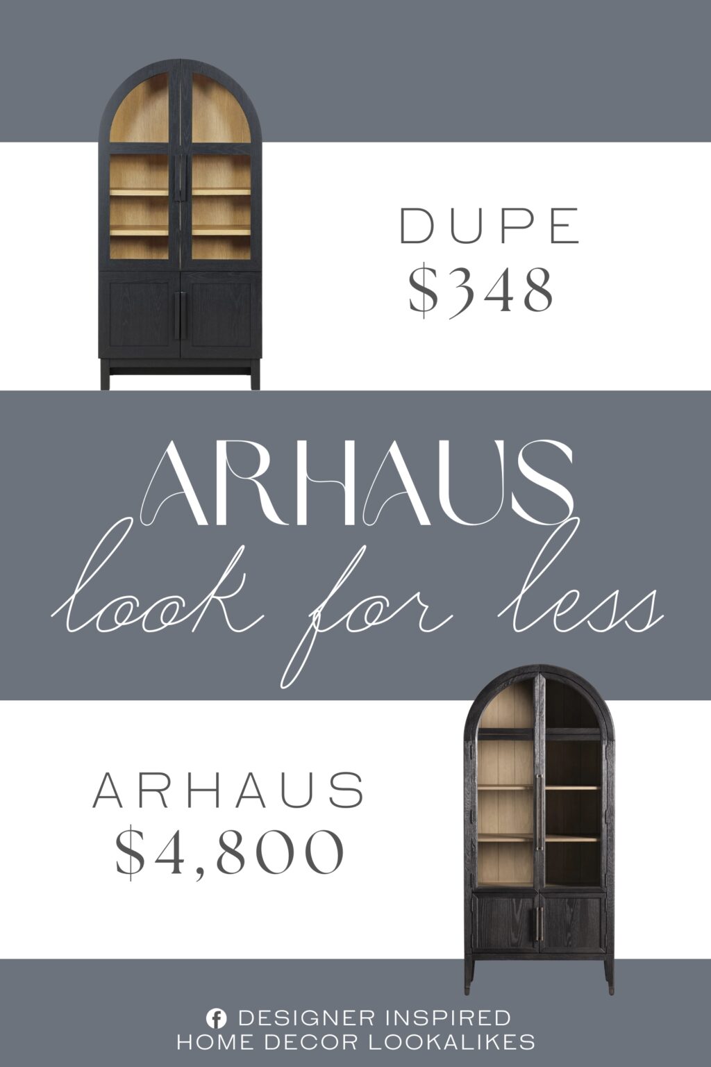 Arhaus Hattie Glass Cabinet Dupe. Made from solid wood with soft-closing, European-style cabinet door hinges.