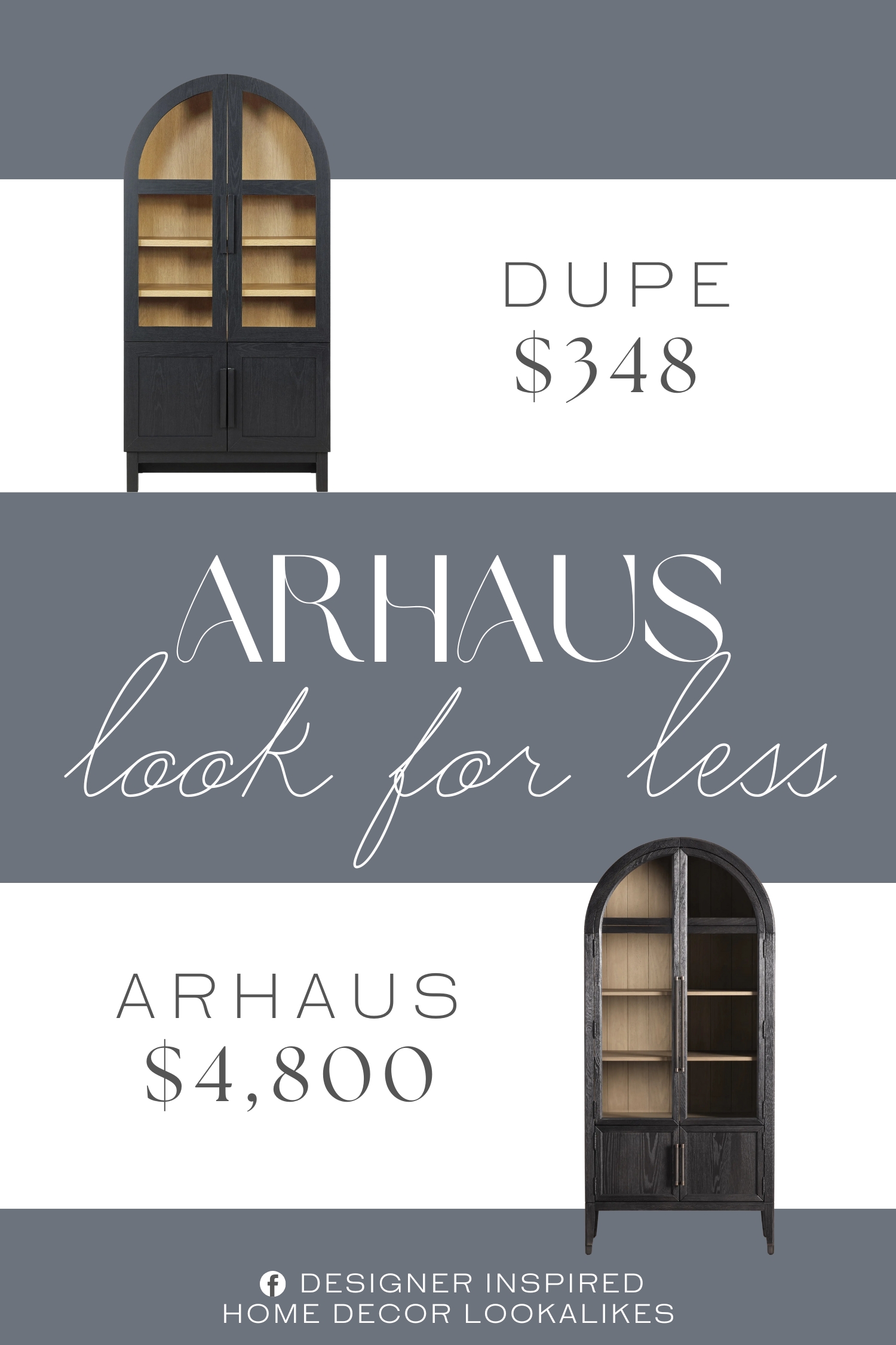 Arhaus Hattie Glass Cabinet Dupe. Made from solid wood with soft-closing, European-style cabinet door hinges.