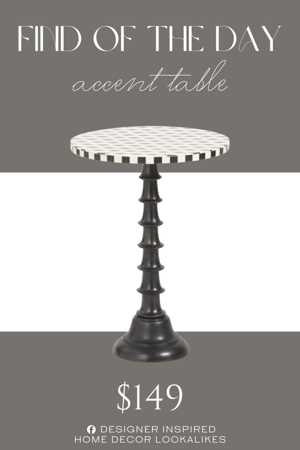 Find of the Day Bone Inlay And Cast Aluminum Accent Table. bone inlay design, textured base, matte finish, diamond pattern table top
